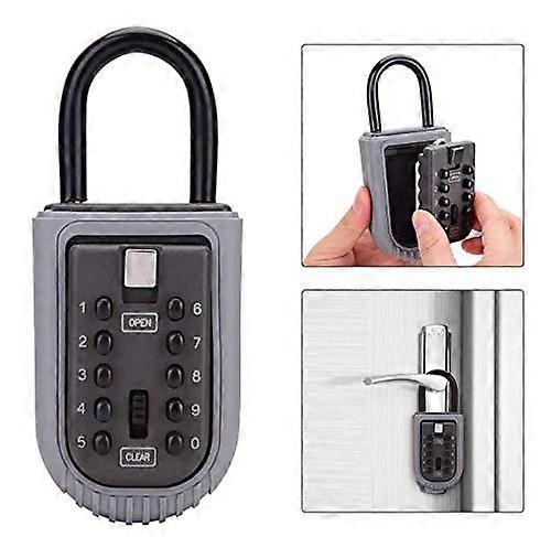 Key Lock Box,Realtor Key Lock Box Safe Lockbox 10Digit Push Button Combination Safe Vault  Outdoor Stor a Key  Door Handle or Fence Mount.