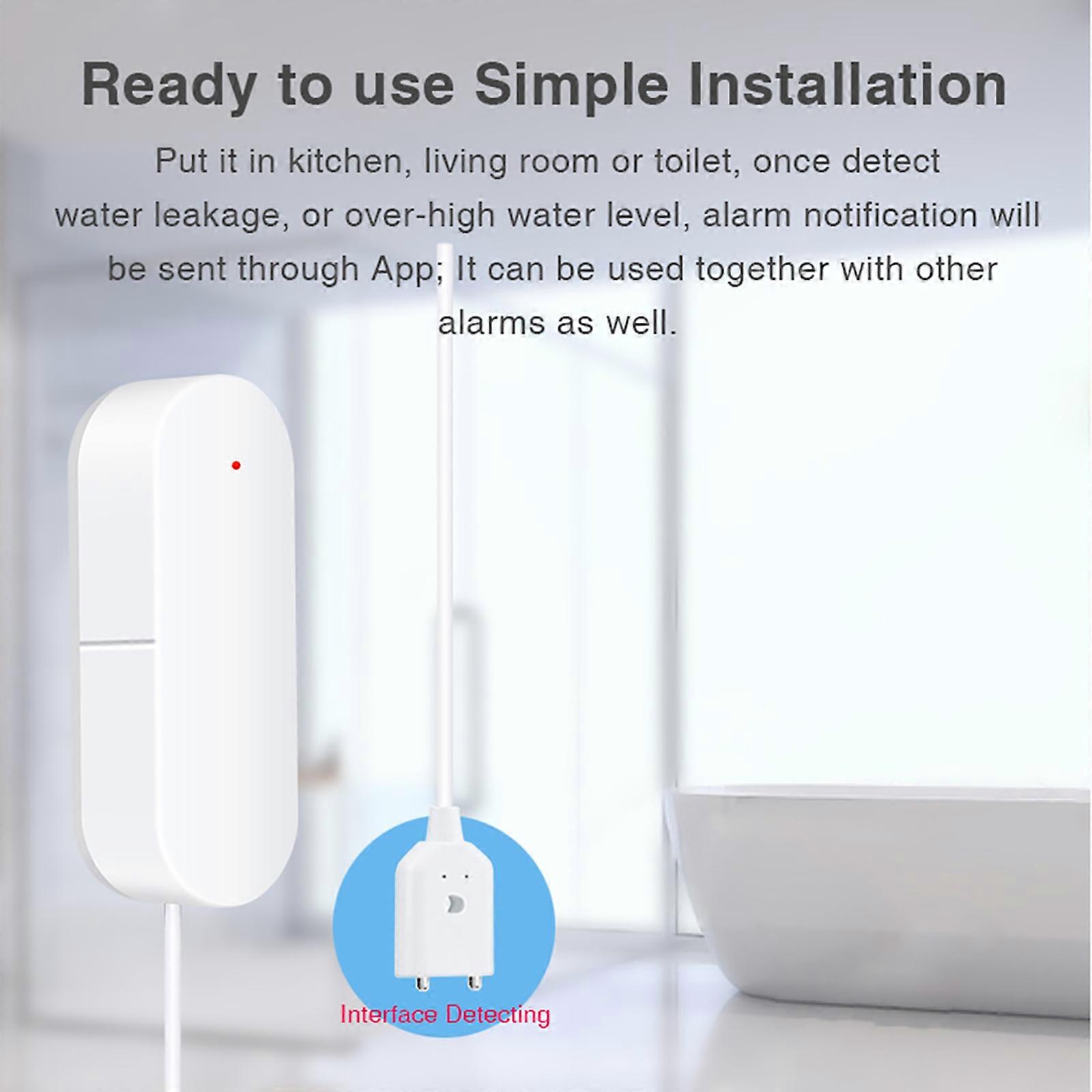 WIFI Water Leakage Detector Water Leak Sensor Wireless Water Level Detector Water Leak Alarm Sensor Home Waterproof Smart Remote Notification
