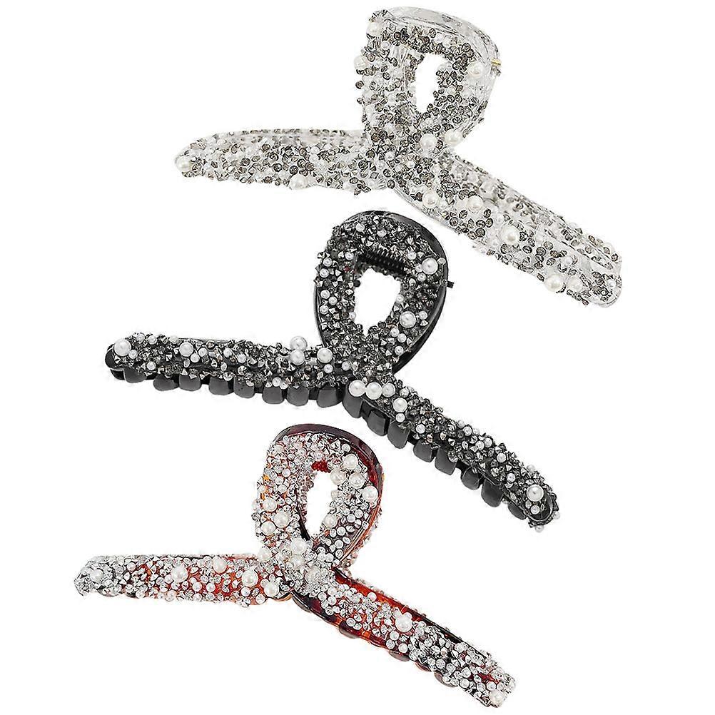 3pcs Pearl & Rhinestone Hair Clips for Elegant Daily and Special Occasion Styling