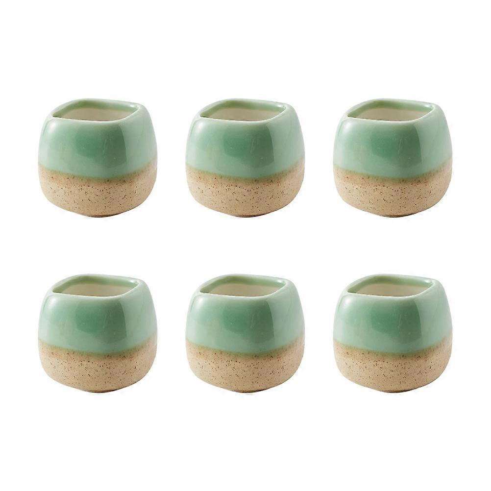 Mini Succulent Planter Ceramic Flower Pots Vintage Breathable Decorative 6Pcs