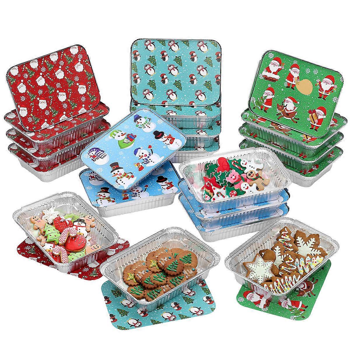 Holiday Cookie Tins With Lids Disposable Christmas Pans For Baking Cooking 20Pcs