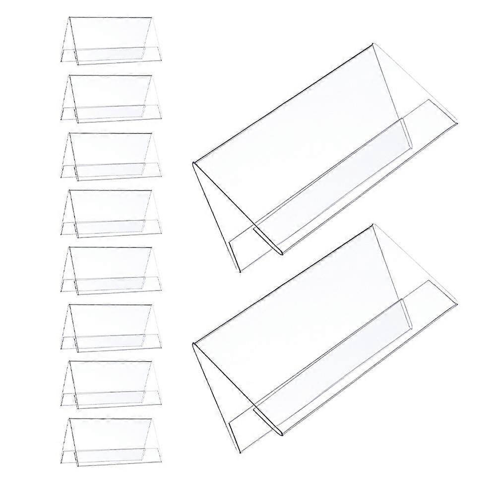 Clear Tent Name Plate Holders Horizontal Display for Office Desks, Conference Tables & Event Seating Space Saving Name Plaque Holders (10pcs)