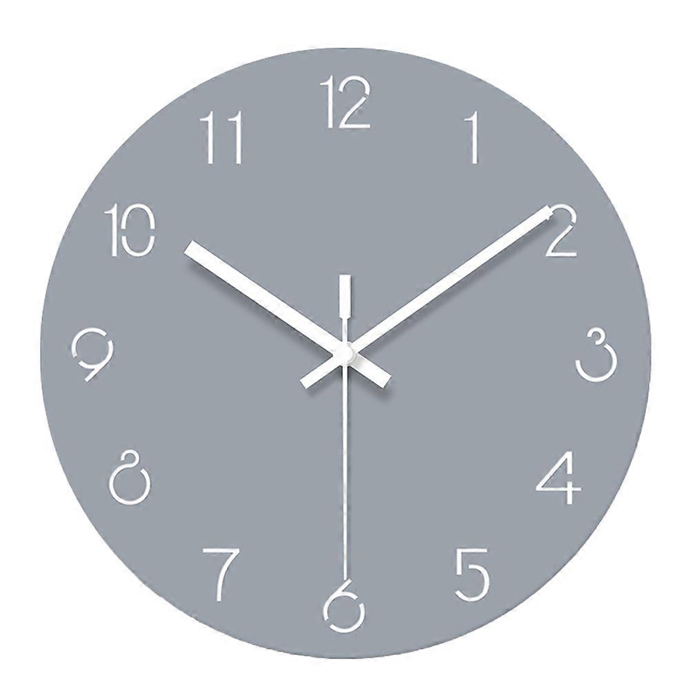 Creative Engraving Wall Clock – Ultra Thin, Stylish Grey Design for Home or Office Decor, Silent Battery Operated Timepiece with Modern Pure Color