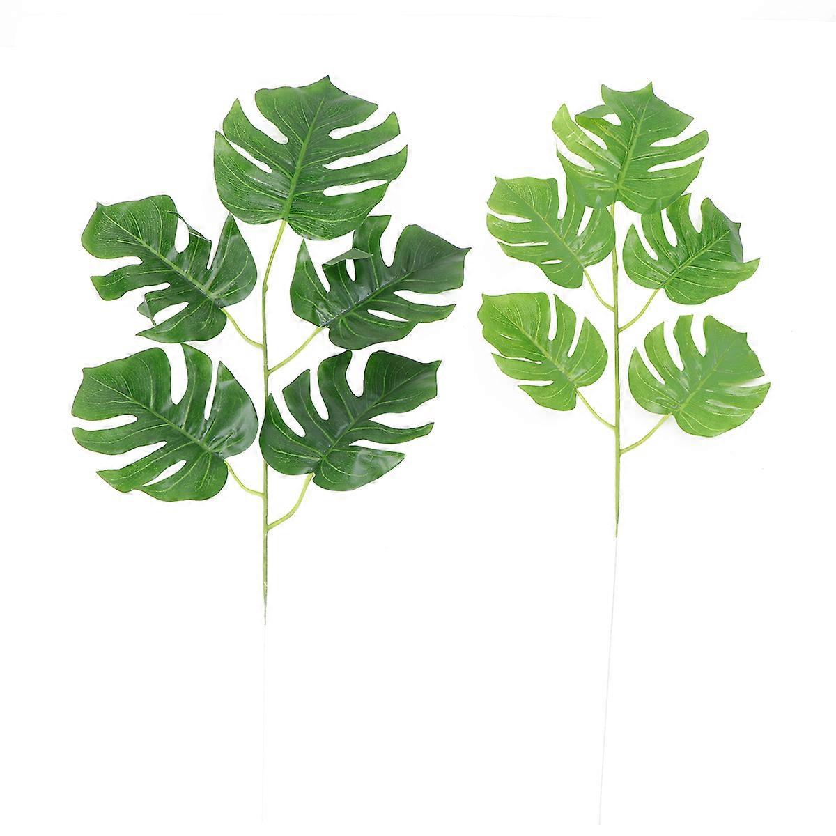 Artificial Tree Branches Small Fake Leaves Realistic Design 5 Branches Dark Green 10Pcs