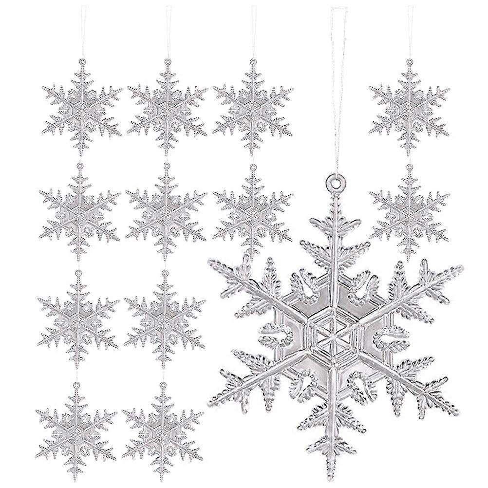 Transparent Snowflake Ornaments Silver Acrylic 12Pcs