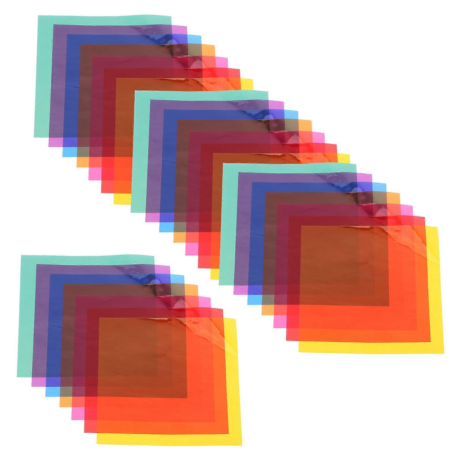 Colored Cellophane Paper Craft Projects Assorted Color Square Transparent Paper Cutting 28Pcs