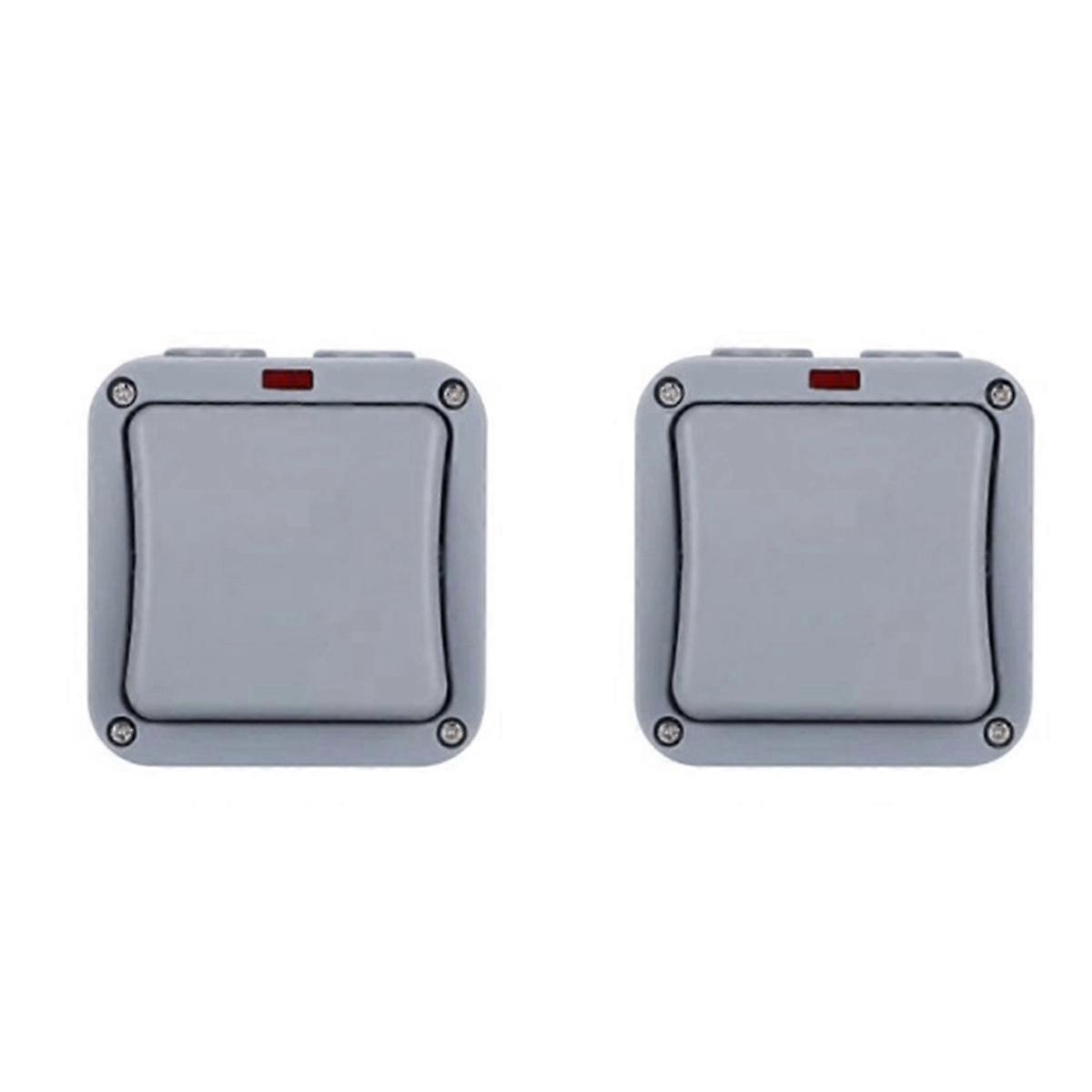 2X IP66 Wall Electrical Switch 220V Light Waterproof on Off Security Button with Fixation Night in t