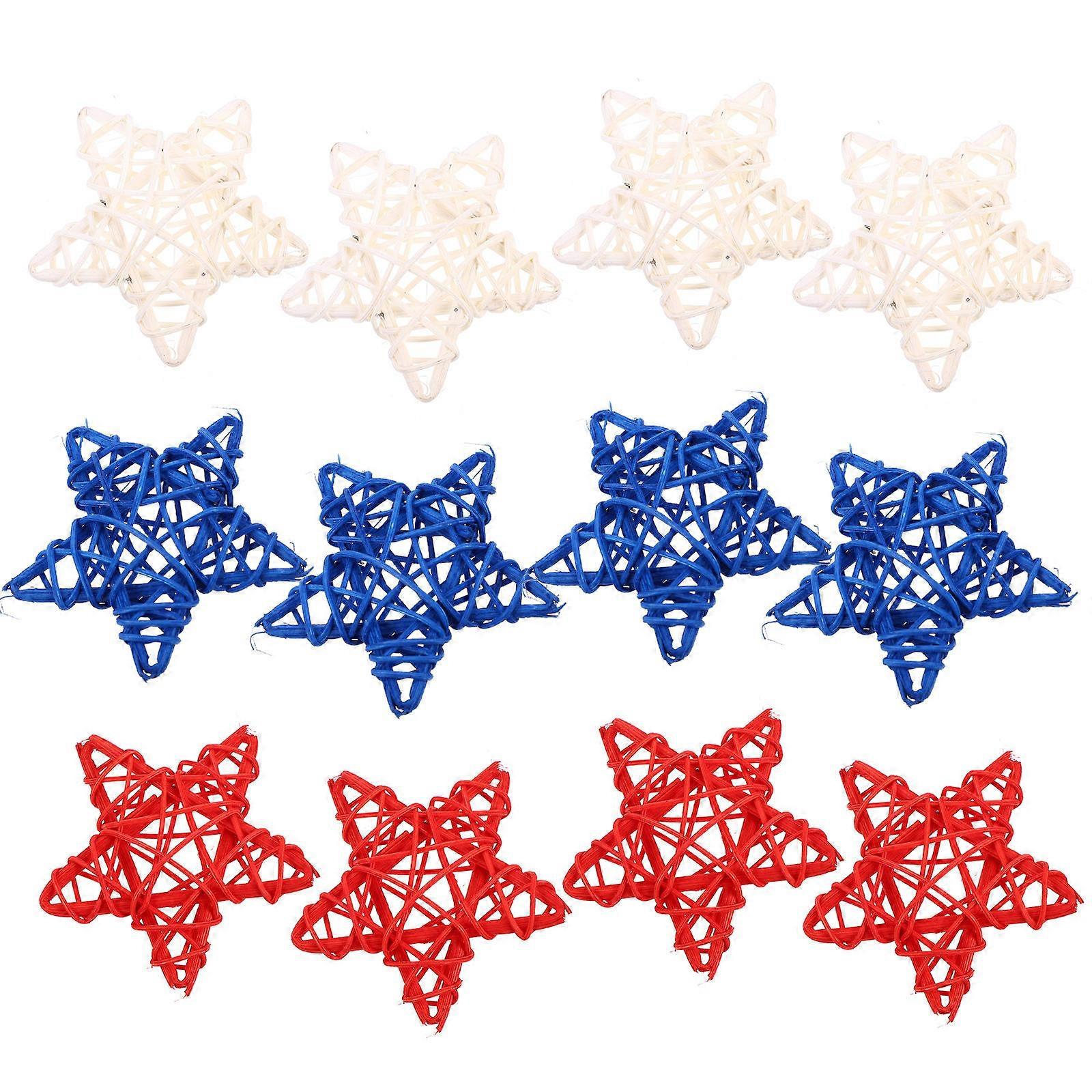 Rattan Star Ornaments Independence Day Home Decor Five-Pointed Diy Decoration 12Pack For Family And Friends