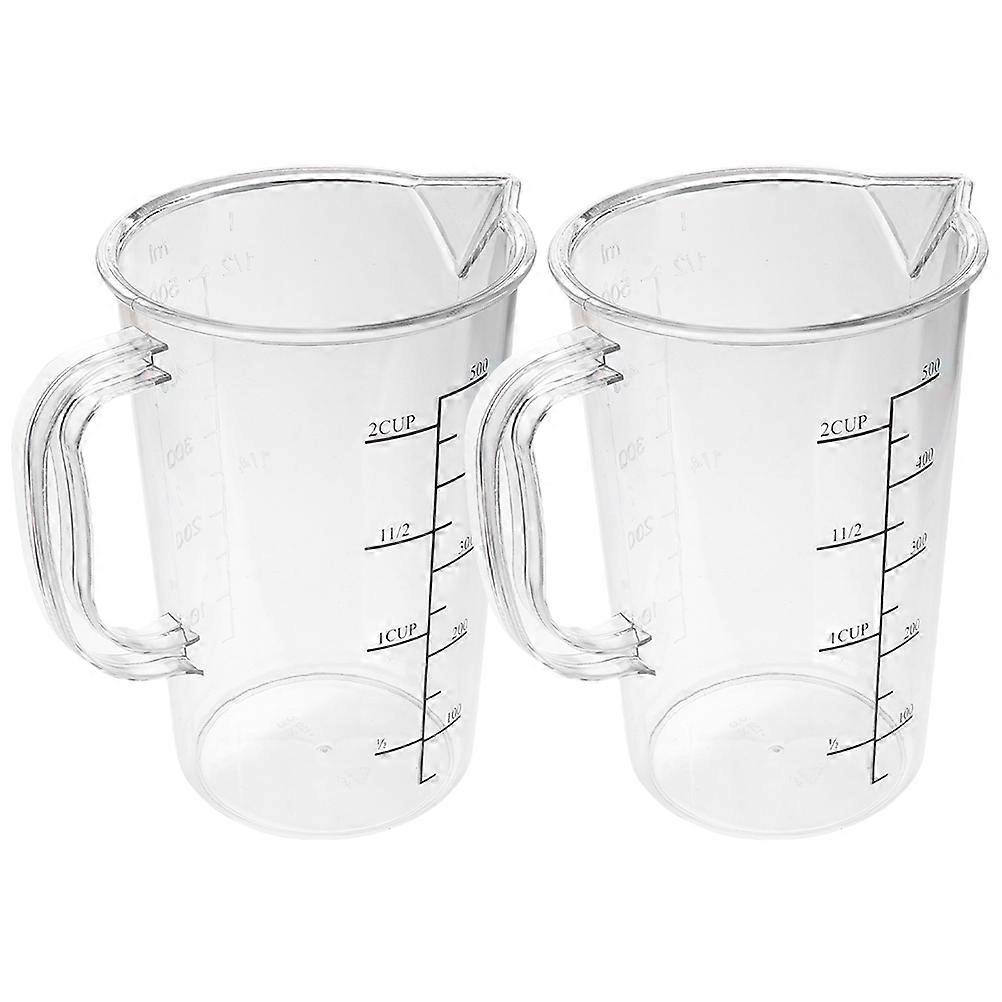 Measurement Cup Multi Function Large Capacity Baking Accessory V Shaped Spout Transparent 500ml Cooking Aid 2Pcs