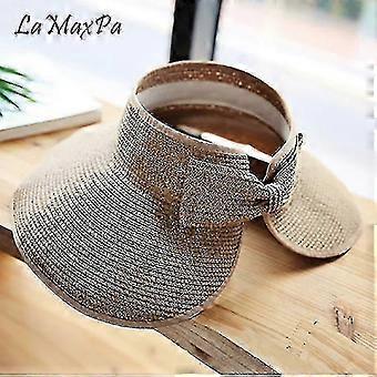 Lamaxpa Nuevas Viseras de Verano para Mujer Sombrero Plegable Sombrero De Sol De Ala Grande Ancha Sombreros De Playa Sombrero De Paja Chapeau Femme Beach Gorra De Protección Uv (DPENG)