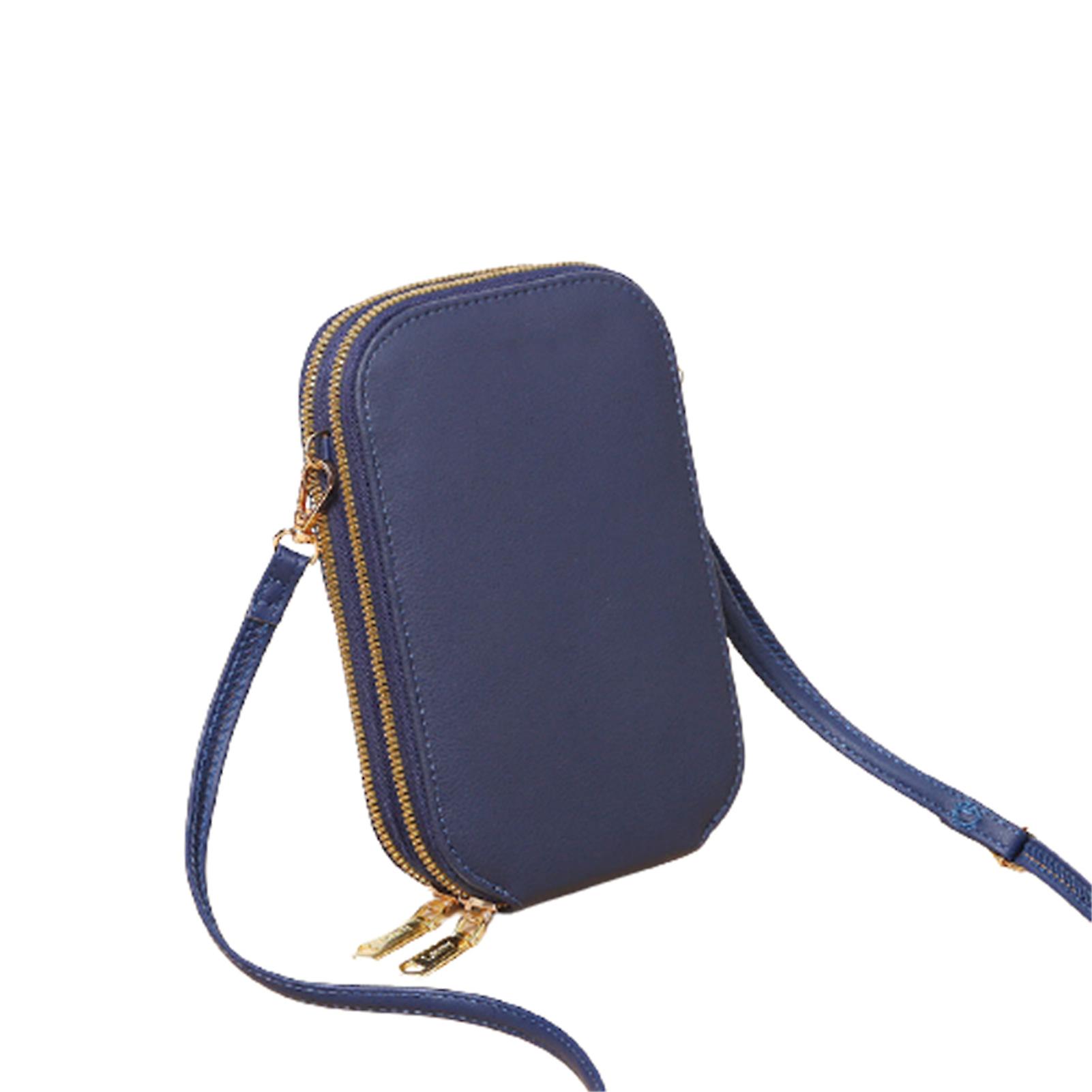 Women's Pu Crossbody Bag With Double Zipper Adjustable Strap
