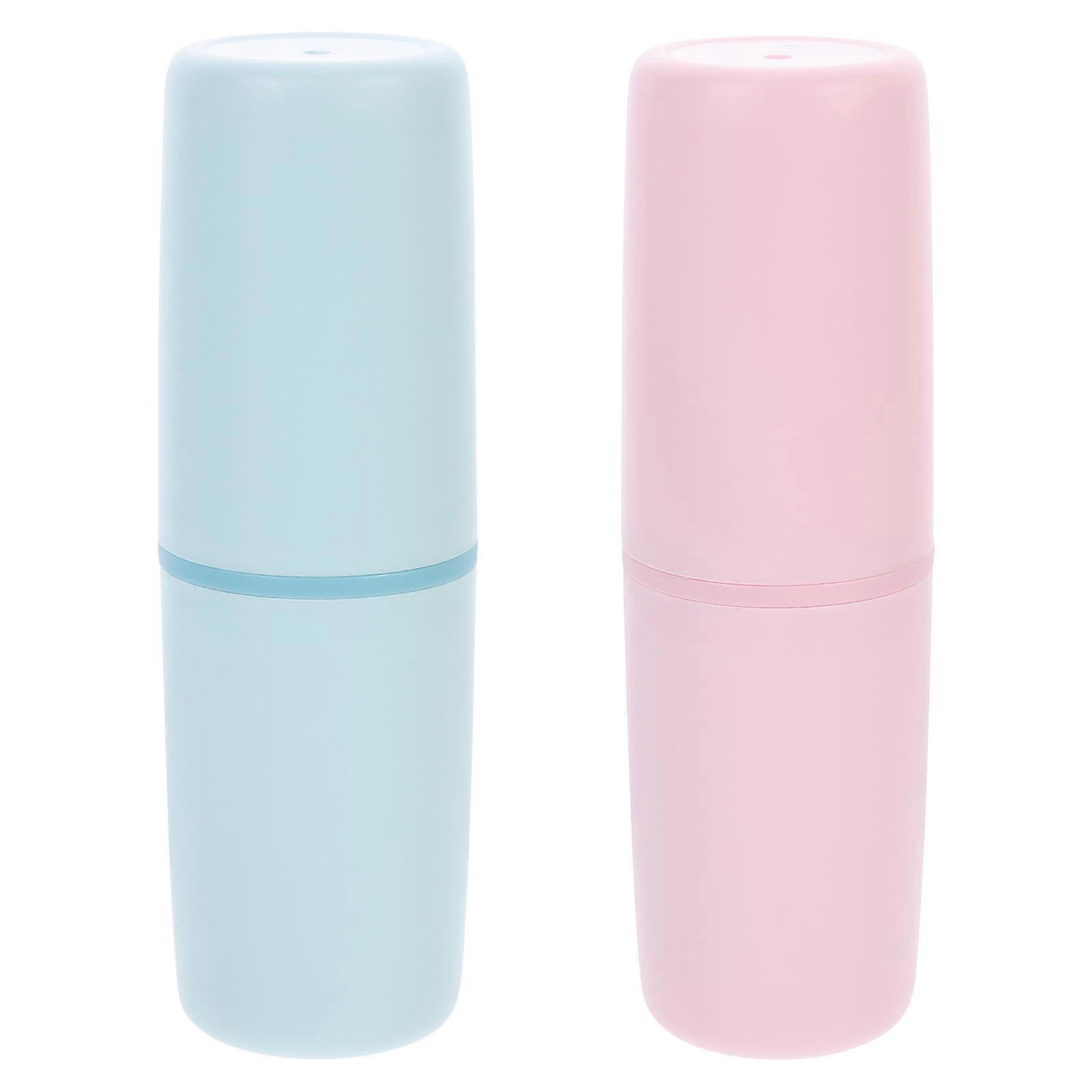 Toothbrush Storage Case Assorted Color Rectangular Shape Dust-Proof Waterproof For Outdoor Travel Use 2Pcs