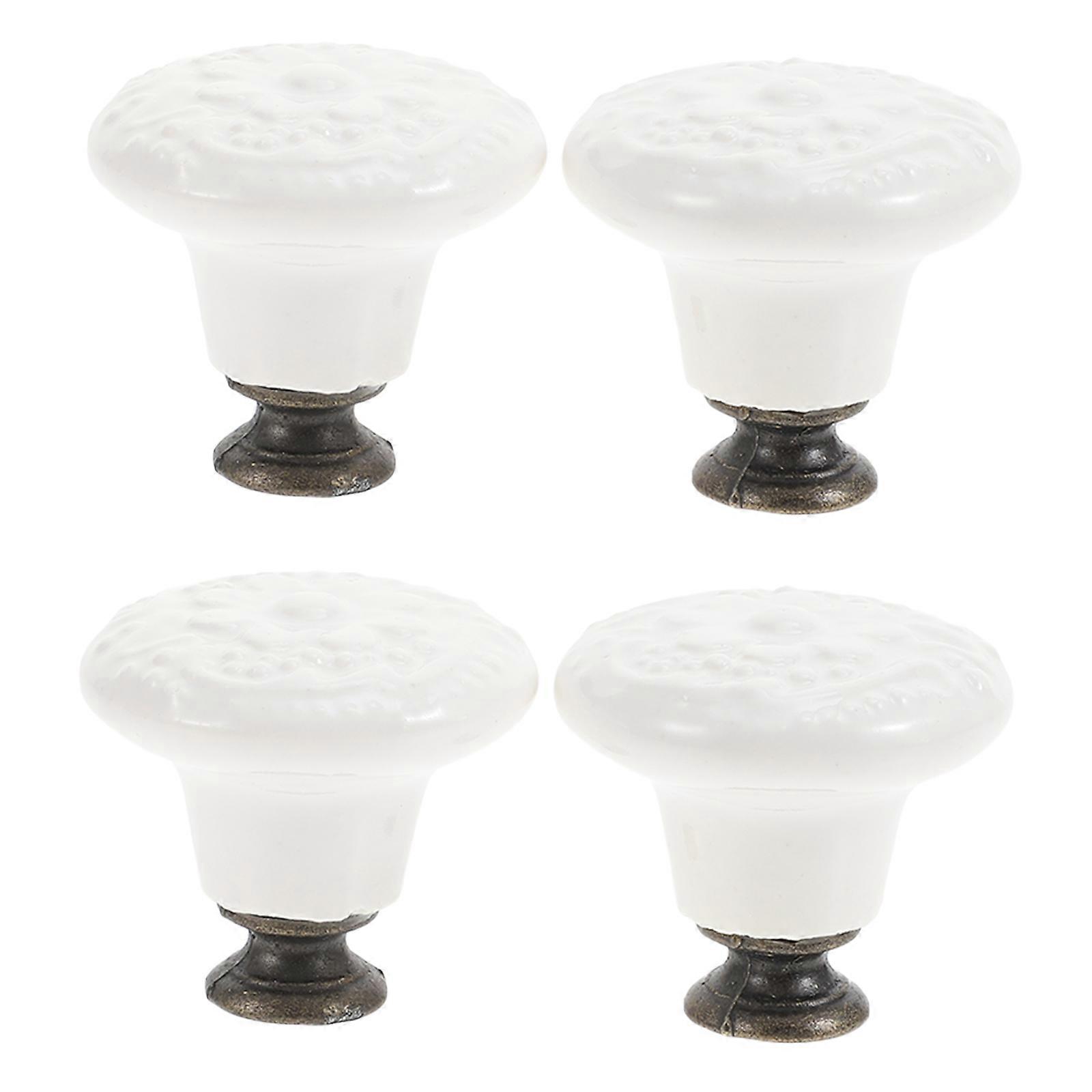 Kitchen Knobs for Cupboards Vintage Drawer Pulls Furniture Doors Round Ceramic Easy Installation 4Pcs