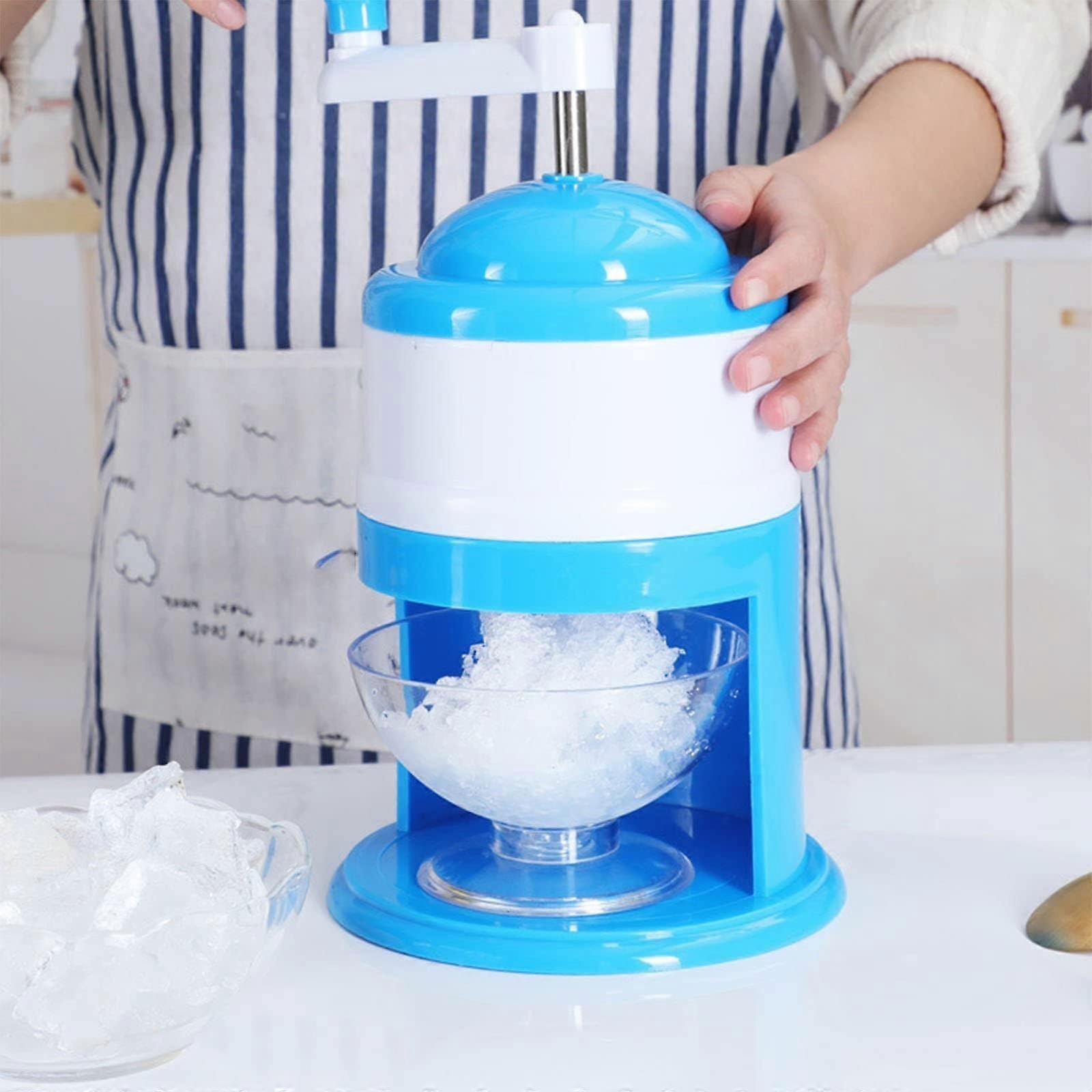 Manual Ice Shaver, DIY Crushed Ice Maker with Stainless Steel Blade, ABS Hand Crank Snow Cone Machine