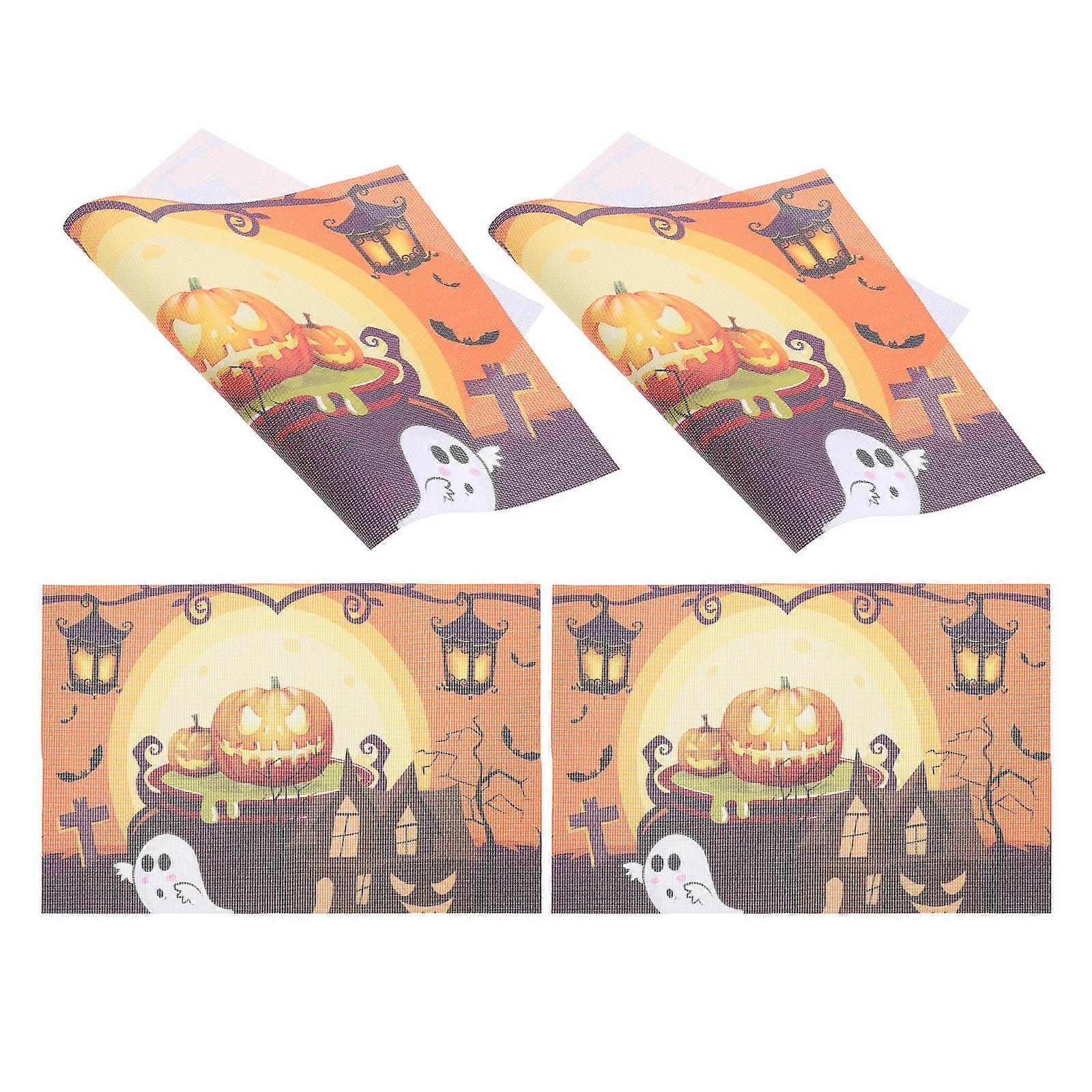 Halloween Party Placemats Heat Resistant Placemats Multi Colored Rectangular Dining Table Accessories 45x30cm 4Set