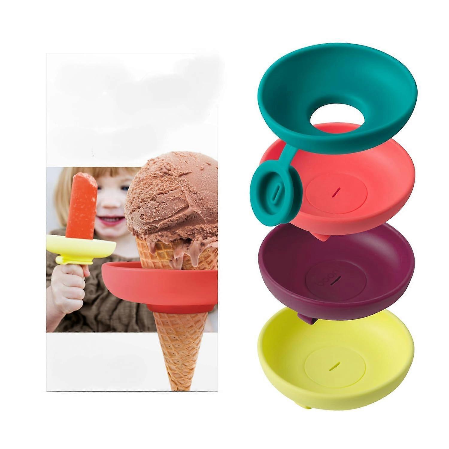 Ice Cream Holders for Kids, Summer Party Essentials, 4-Pack Popsicle Sticks, Durable and Easy to Clean