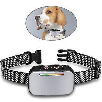 Silver automatic dog barking collar, intelligent detection module, waterproof IP67, effective vibration impact