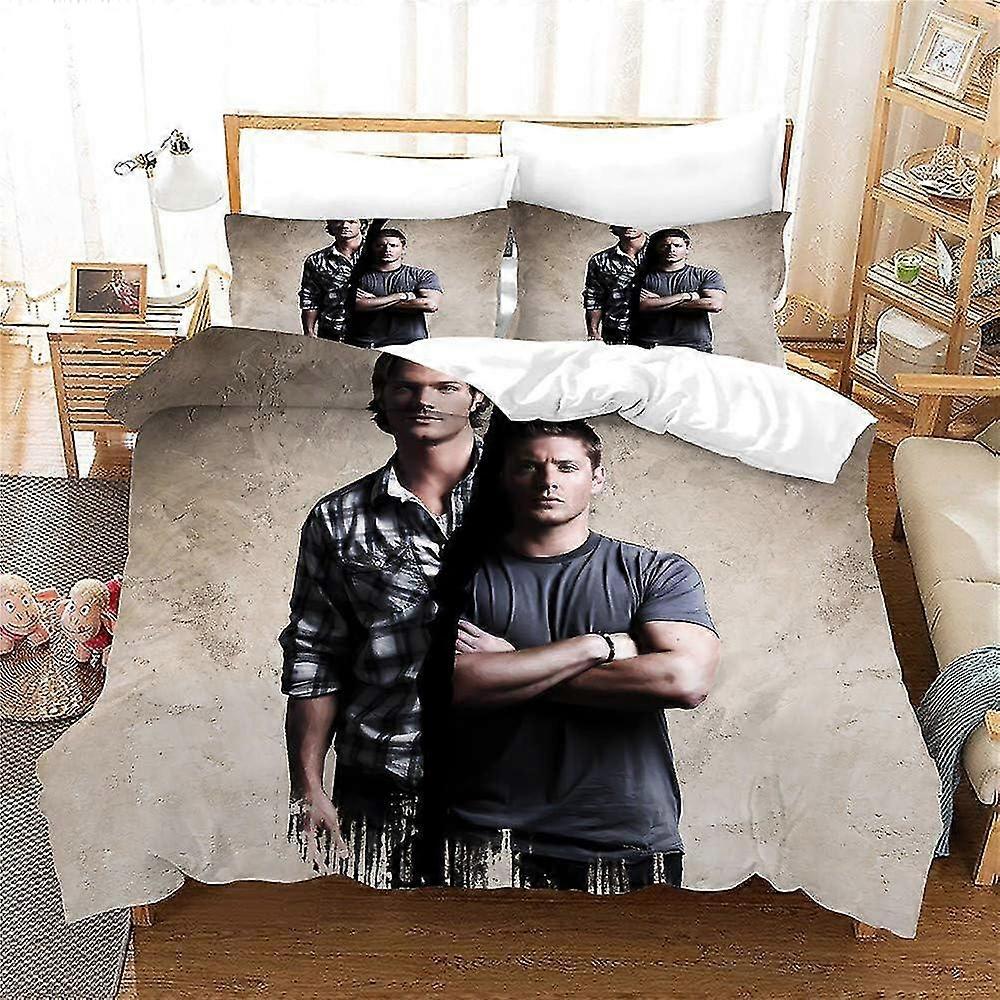 Supernatural Style Bed Linen Set: Duvet Cover and Pillowcase, Microfiber, 3D Digital Print Three-Piece Bedding
