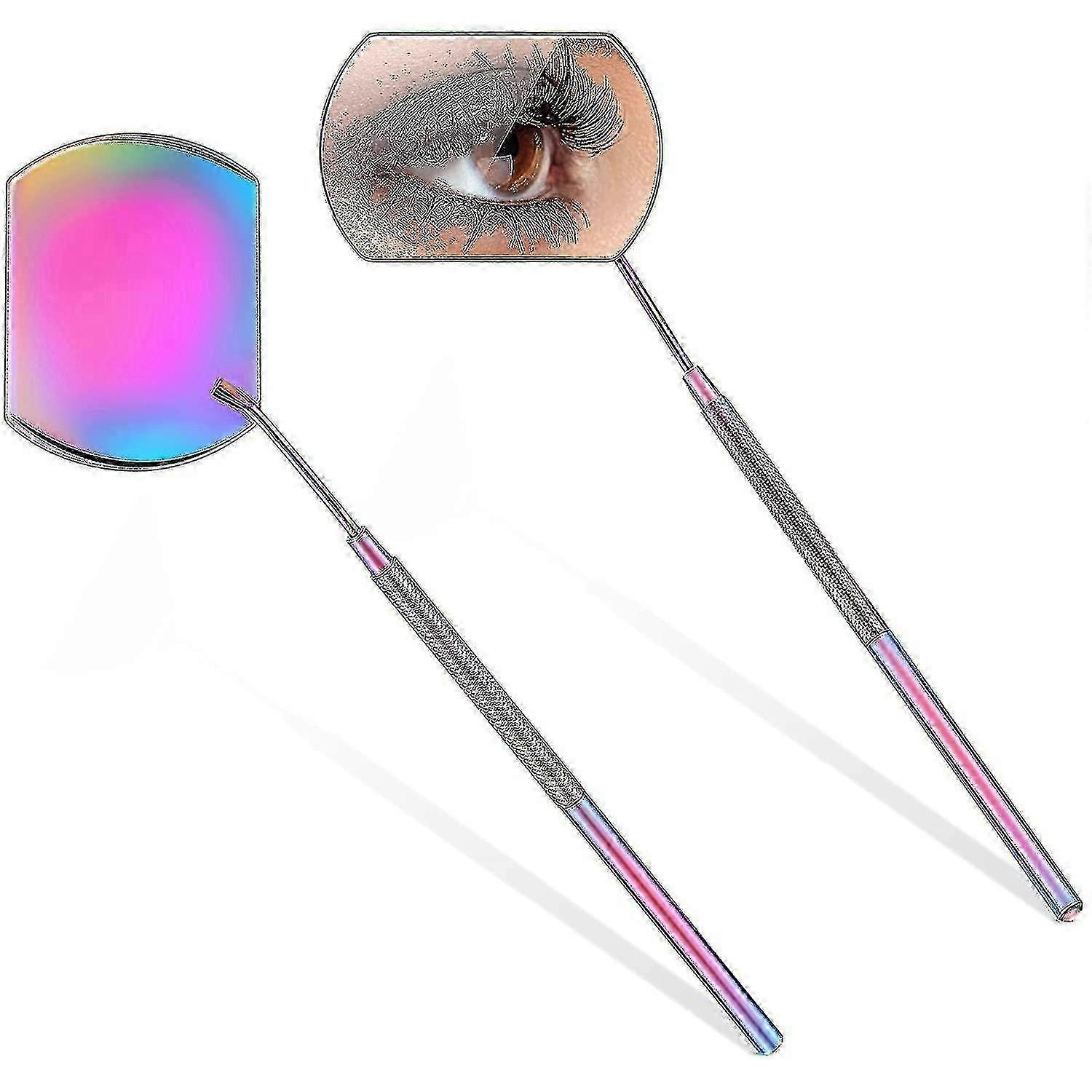 2024 New 2 Pieces Lash Mirror, Large Square Stainless Steel Eyelash Tools (Colorful)
