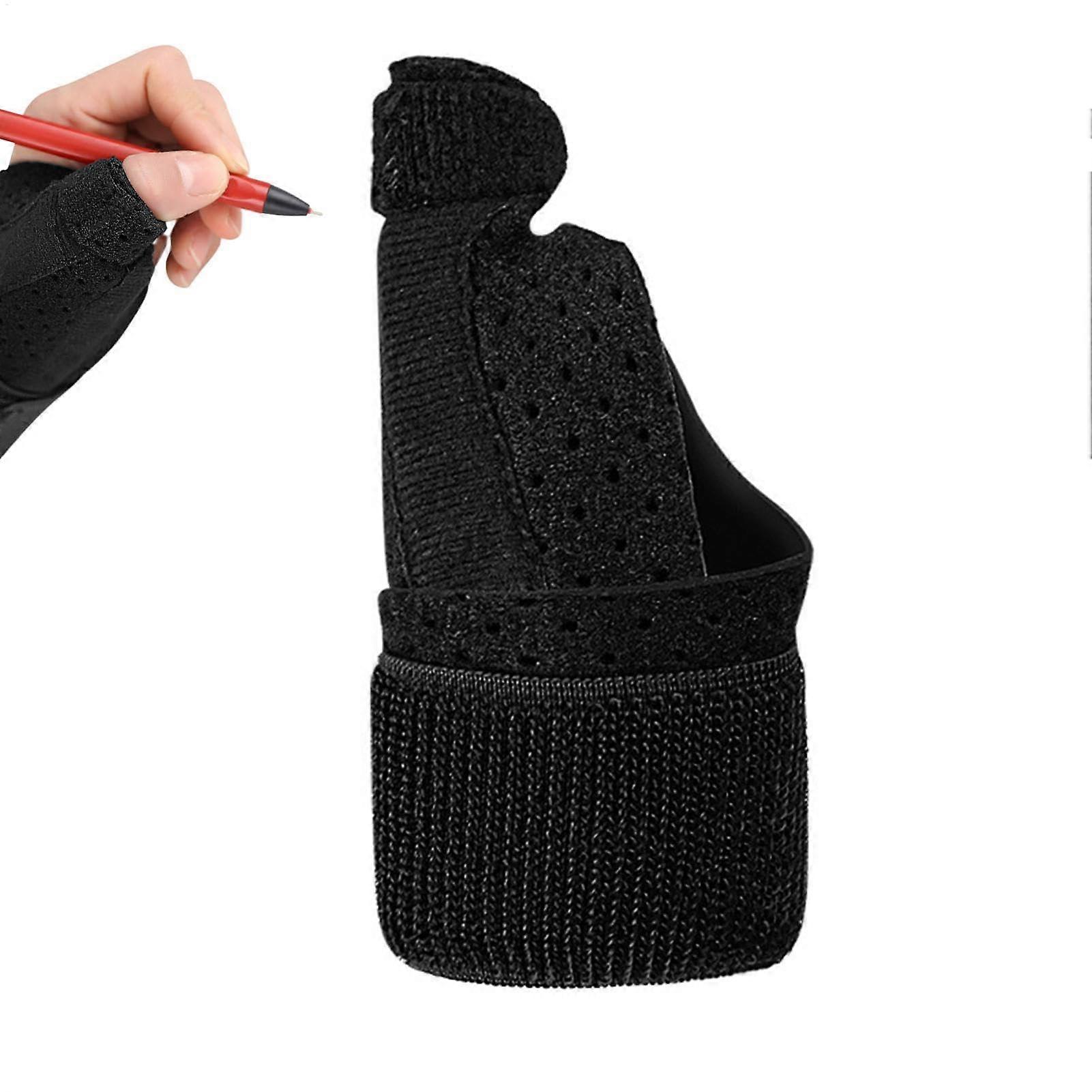 Wrist Compression Brace with Thumb Support, Elastic Wrist Protector for Tennis, Running, Hiking - Black Left Hand