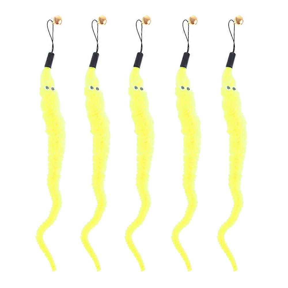 5 stuks Cat Toy Supplement Cat Toy Wand vervanging Supplement Caterpillar Cat Wand accessoire-geel