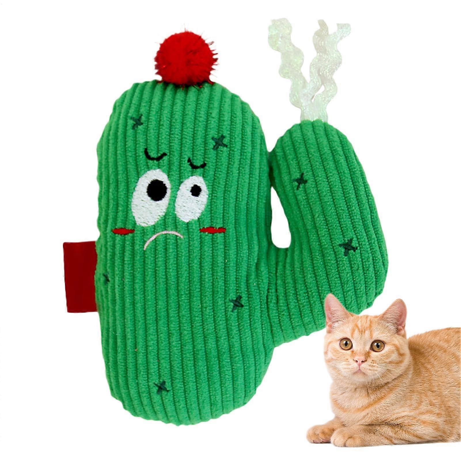 Cat Teeth Cleaning Plush Toy, Soft Cactus Shape Chew Toy, Interactive Sound Plush for Indoor Training and Playtime