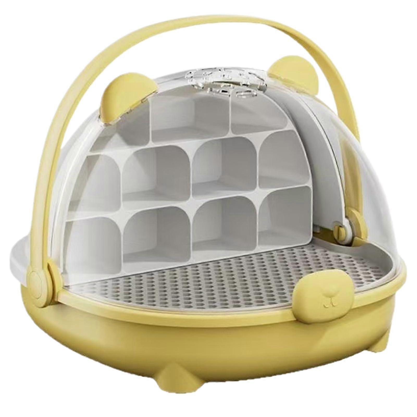 Silkworm transport container Reptile feeding box, portable transparent with handle, Yellow