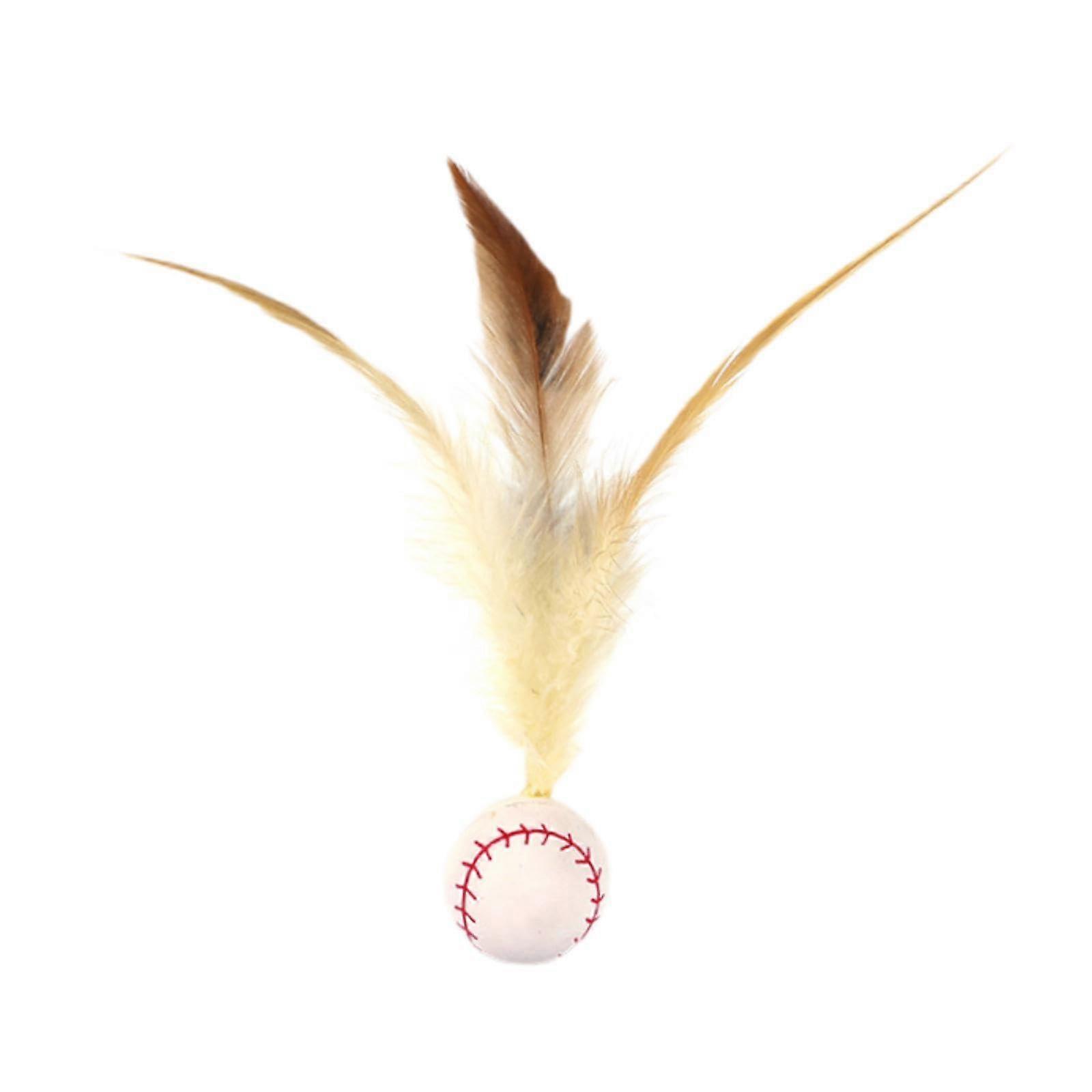Cat Hip Ball with Feather - Interactive Cat Toy for Kittens, Soft Plush Material, Fun Baseball Style, Pet Gift