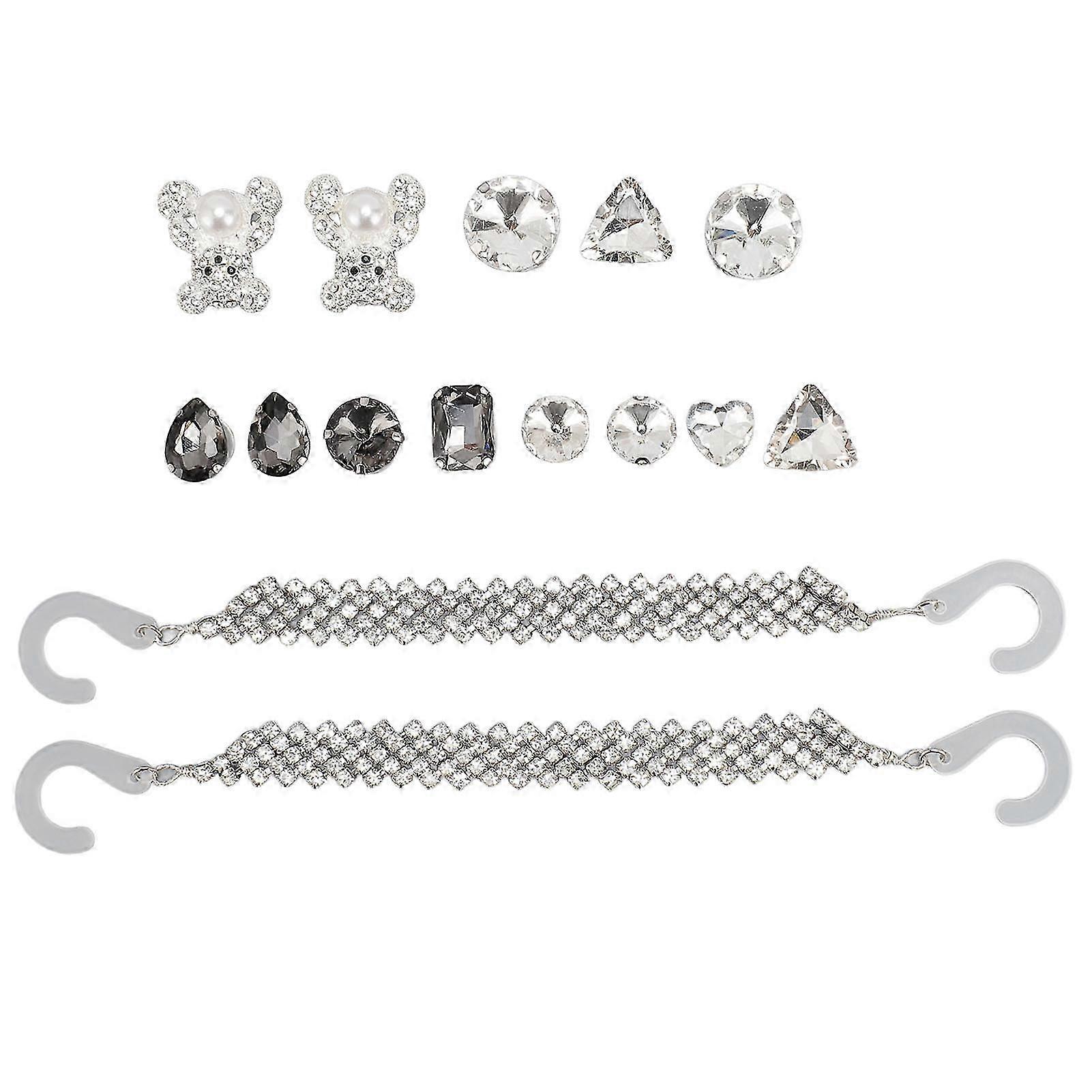 15Pcs Sparkling Shoe Accessories Plastic Alloy Easy to Install Durable Hole Decorations for DIY Replacement