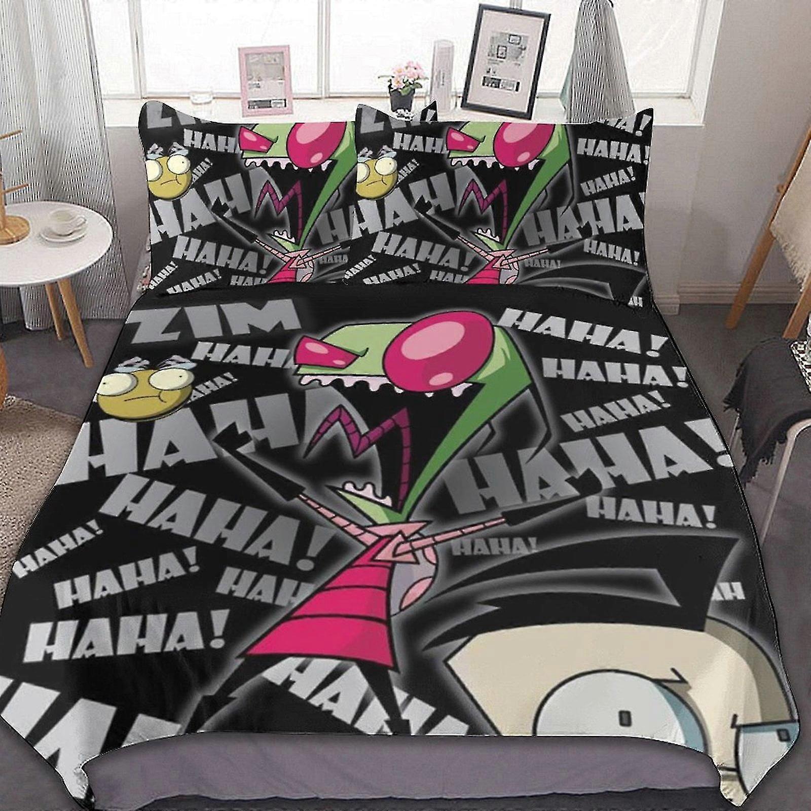 3 Pieces Bedding Sets for Invader Zim Animation - Comfortable Soft Comforter Set with 1 Duvet Cover & 2 Pillowcases
