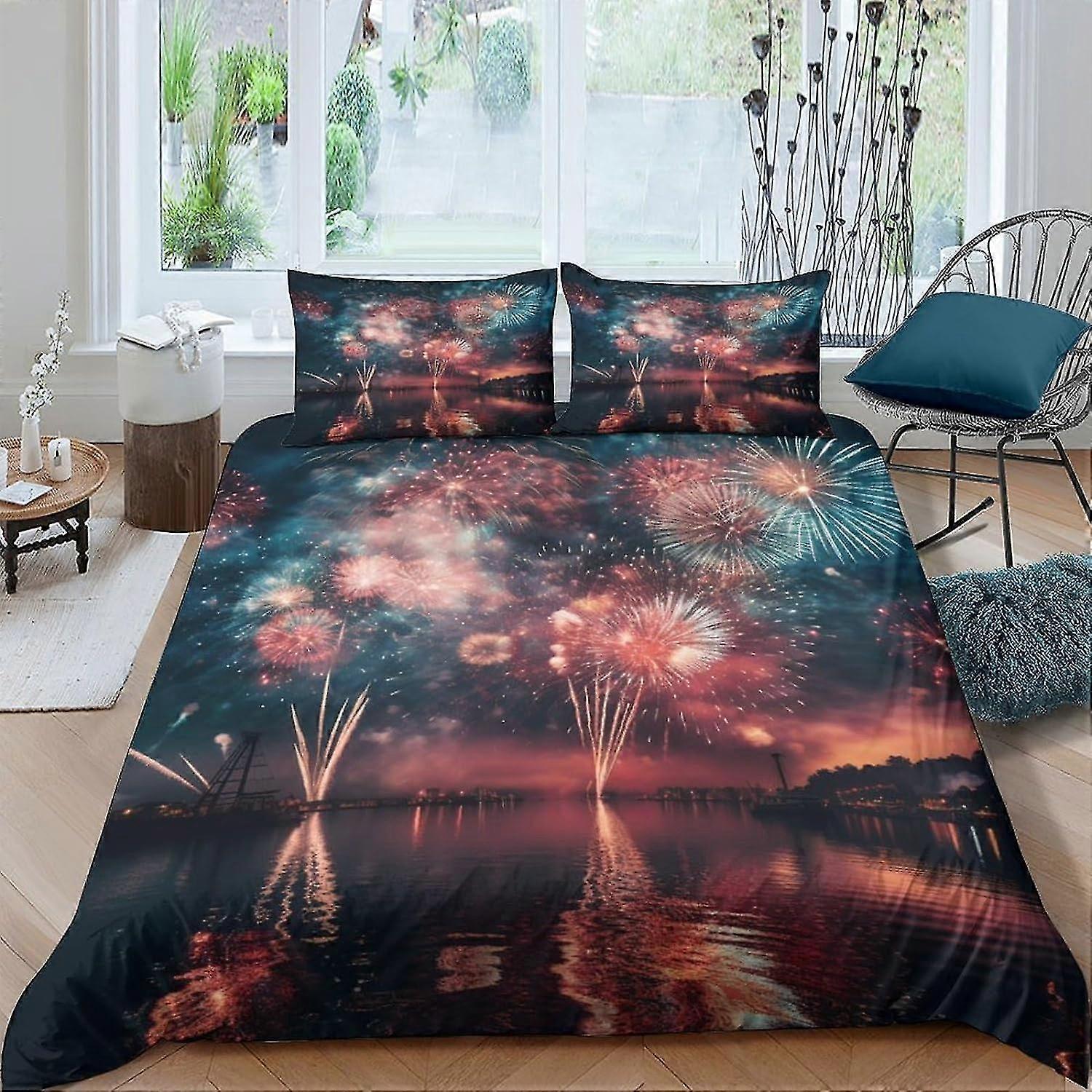 Fargerikt 3D-print sengetøysett 3-delt dynetrekksett med putetrekk Myk mikrofiber for ulike merker