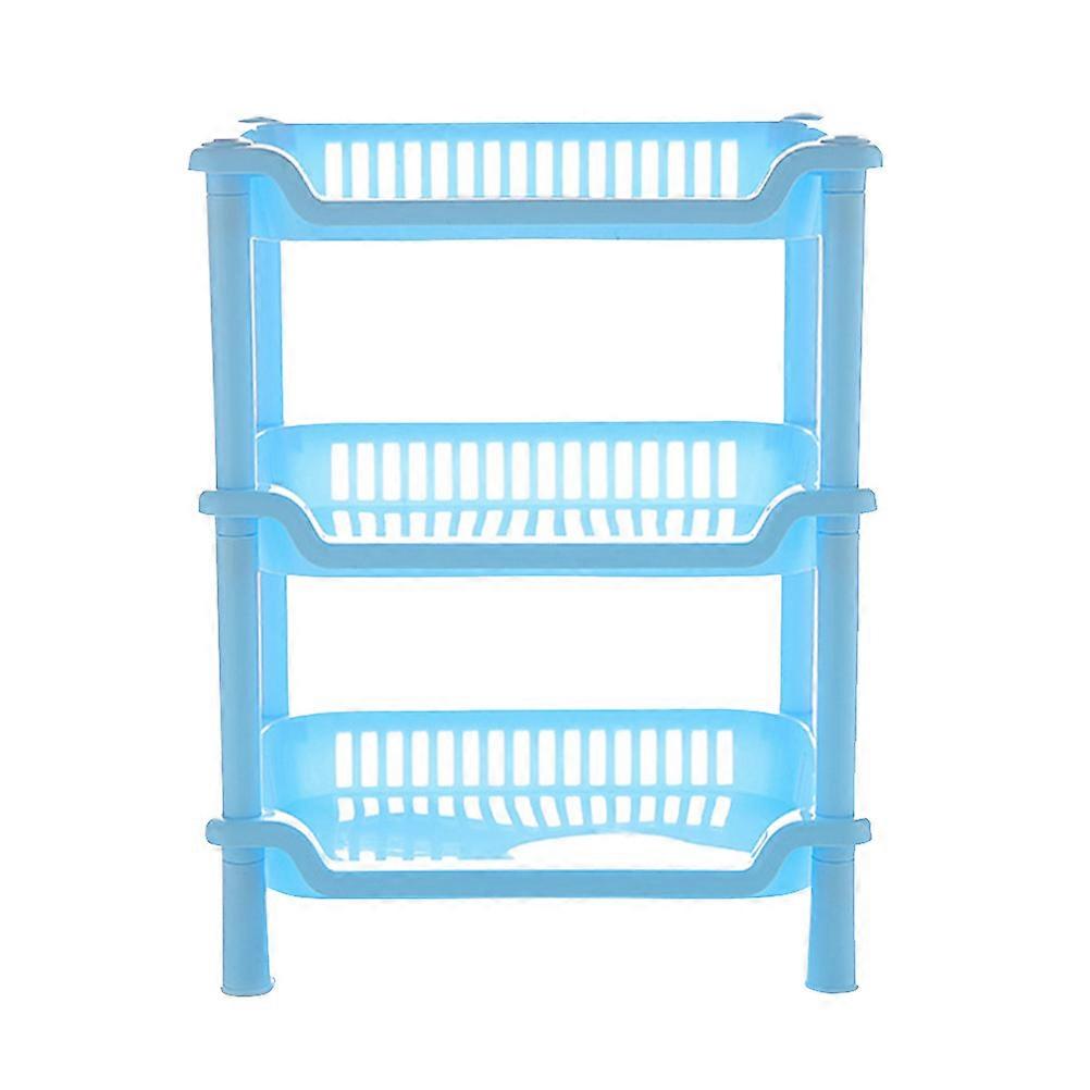 Bathroom Floating Shelf High Load Capacity 3 Layers Plastic Square Rack 35.00X27.00X18.00CM Detachable Blue 1Pack