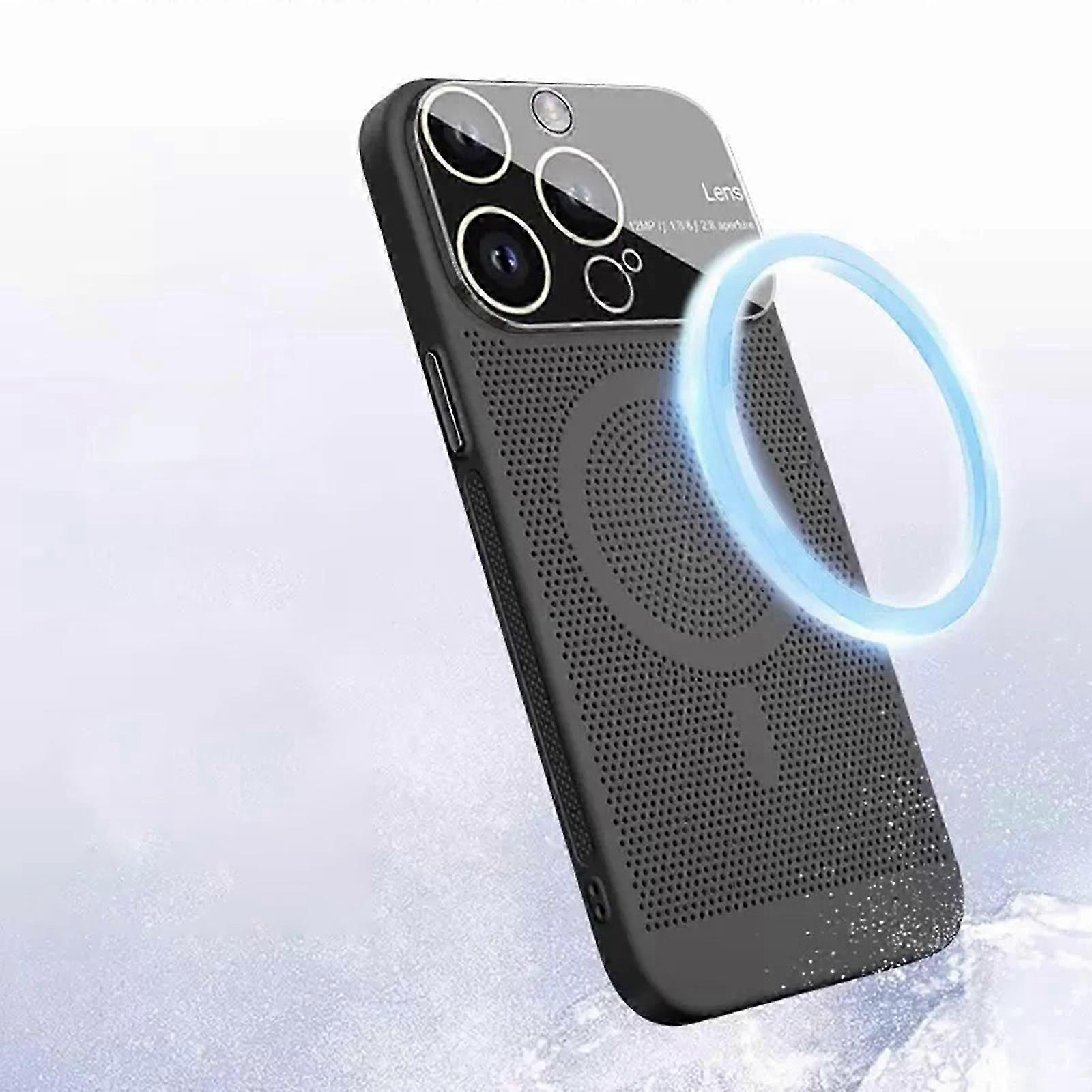 Heat Dissipation Case for iPhone 15 Pro Max/15 Ultra 6.7 Case with MagSafe Mesh Breathable Cooling Magnetic Case, Full Camera Lens Protector