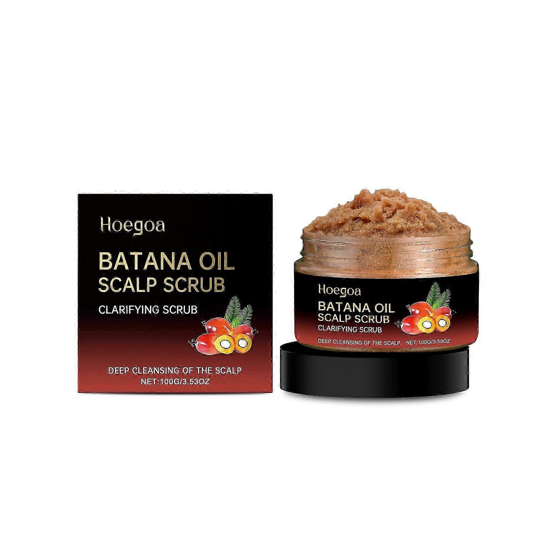 Scalp Scrub, 2-in-1 Clarifying Hair Shampoo Scalp Exfoliator with Batana Oil, Rosemary Oil & Mint, Hair Treatment with Scalp Scrubber for Build Up, Da