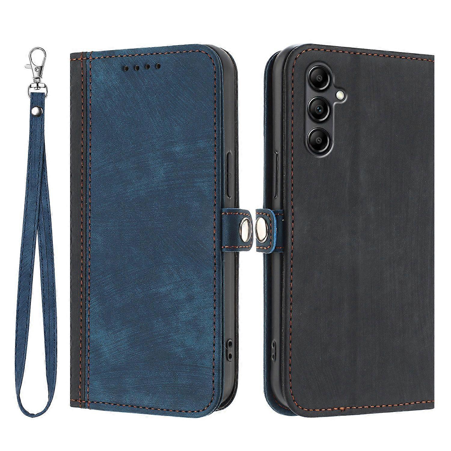 For Samsung Galaxy A17 PU Leather Case with Strap Phone Cover Stand Side Magnetic Button Design