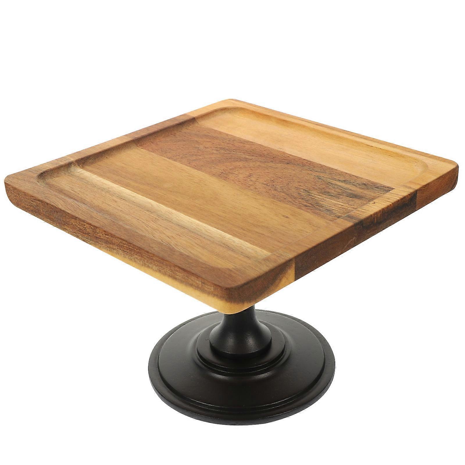 Fruit Plate Snack Display Tray Wooden Food Container 7.9×7.9×5.5in Dessert Holder 1Pack
