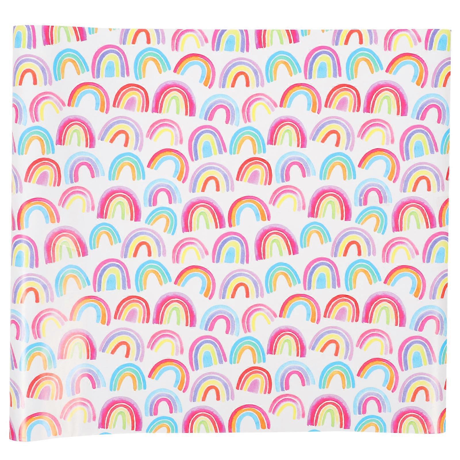 Patterned Wrapping Paper Roll Rainbow Colorful present Wrapping For Girls Birthday Theme 45cm X 30cm X 0.1cm Easy To Use 1Pack