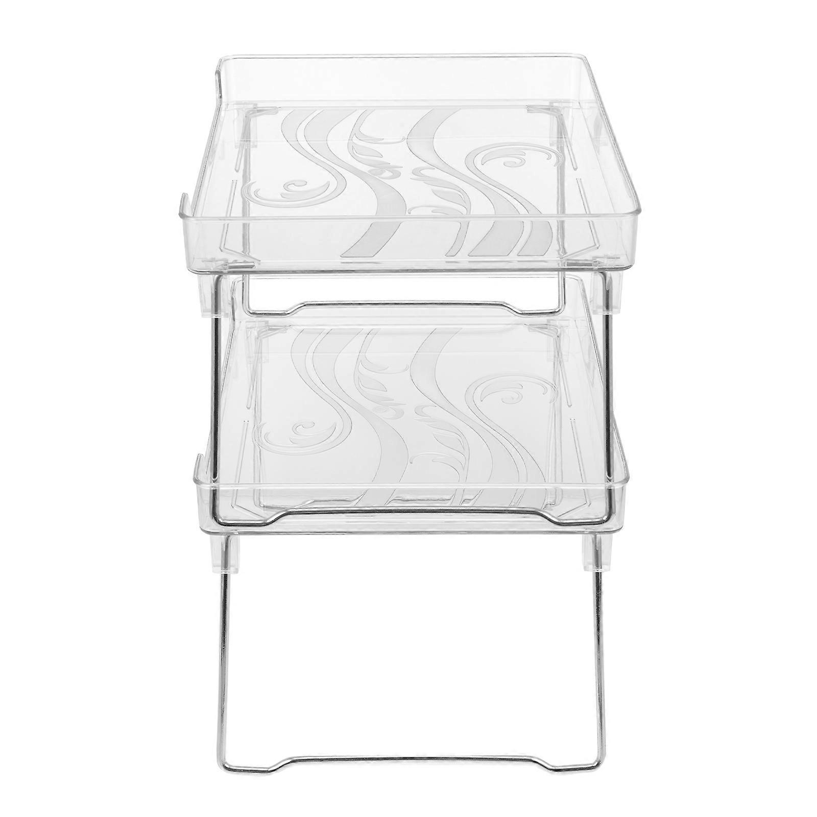 Stackable Multi-Functional Countertop Shelf Seasoning Bottle Rack Home Kitchen Use Transparent 31X22X6CM Space-Saving 1Pc