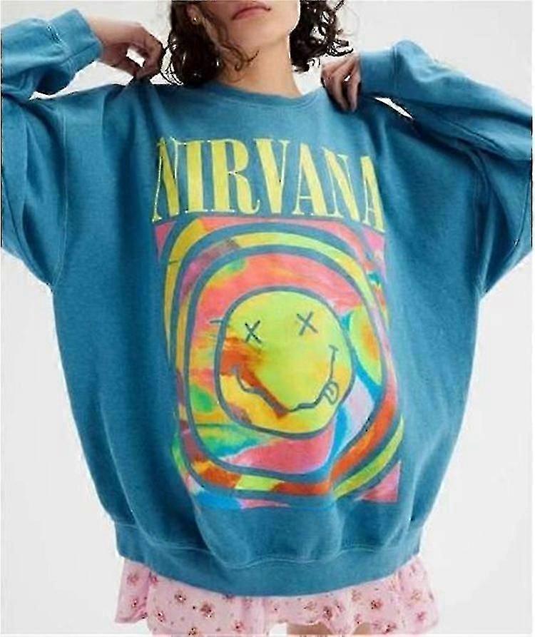 NIRVANA band printed hoodie colorful versatile sweater top women1