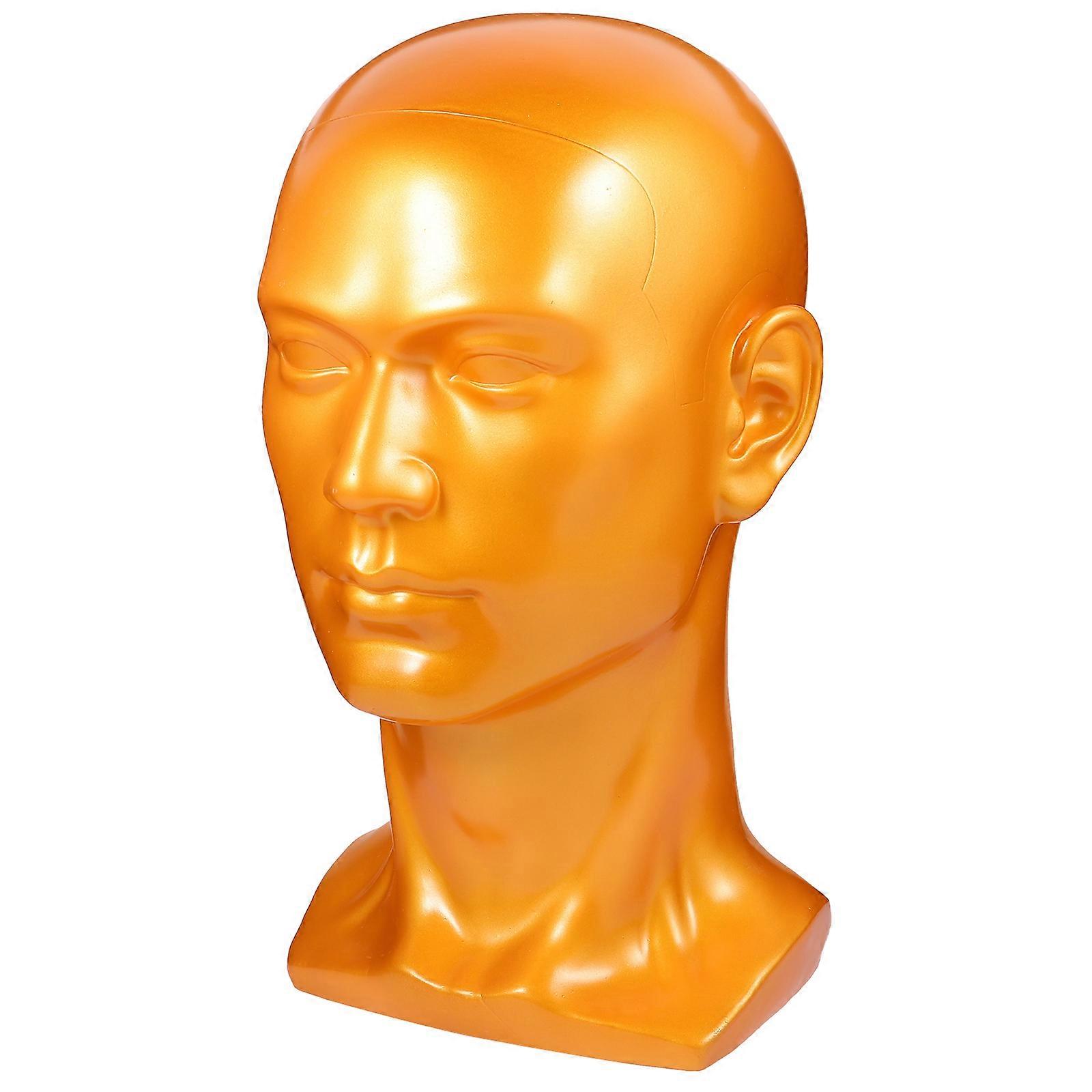 Men Mannequin Head Model Display Holder Golden 30x17cm Drying Stand Home Use 1Pack