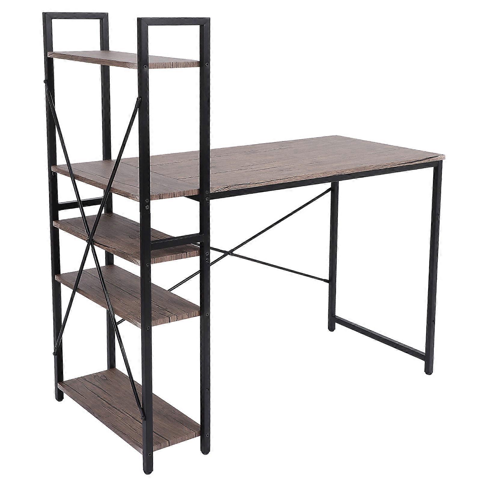 Small Computer Desk Writing Desk Modern Design Versatile Use Integrated Side Shelves Dark Brown 47.2×44.1×20.5in 1Set