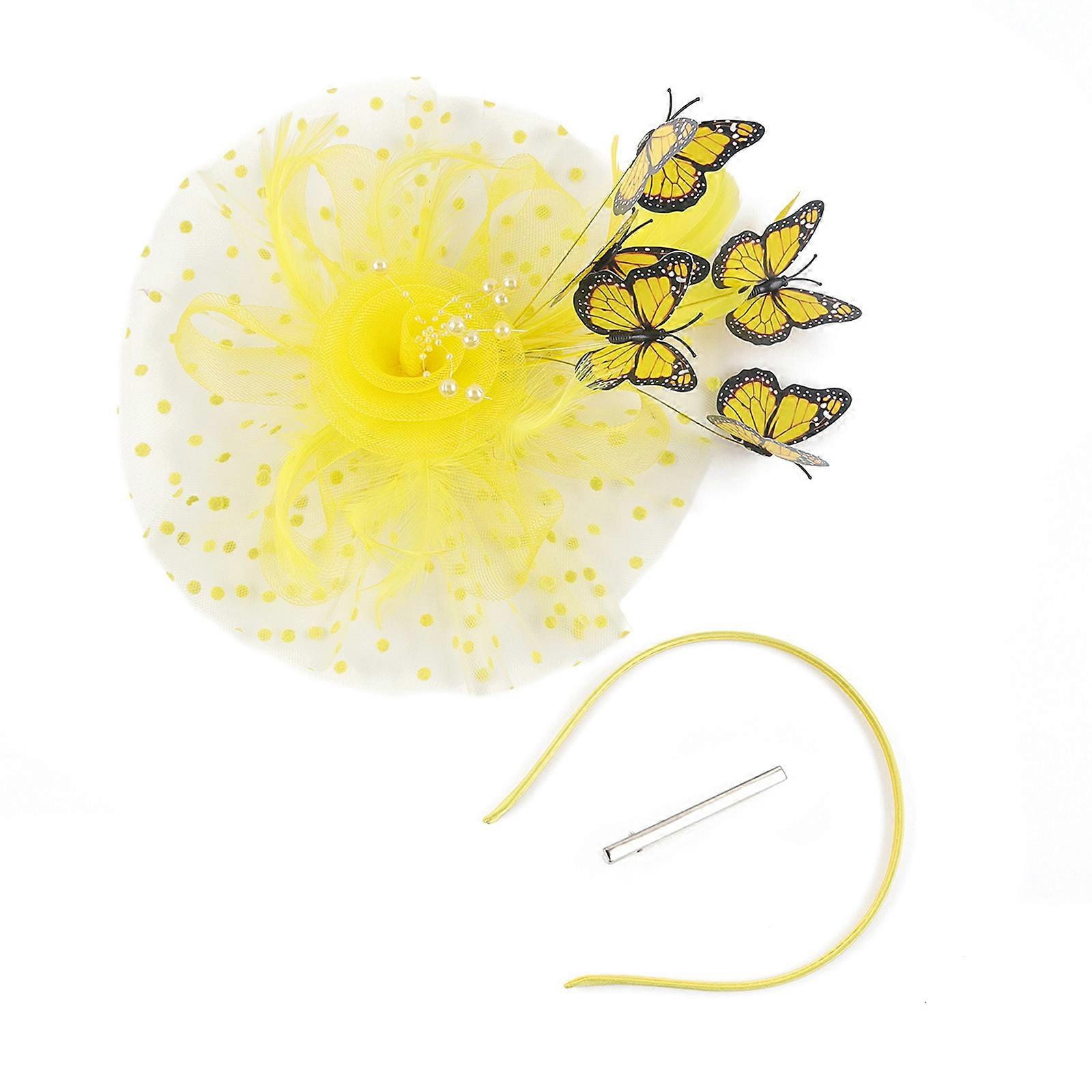 Accessoire de coiffure papillon pour mariage, léger et confortable, fait main, jaune