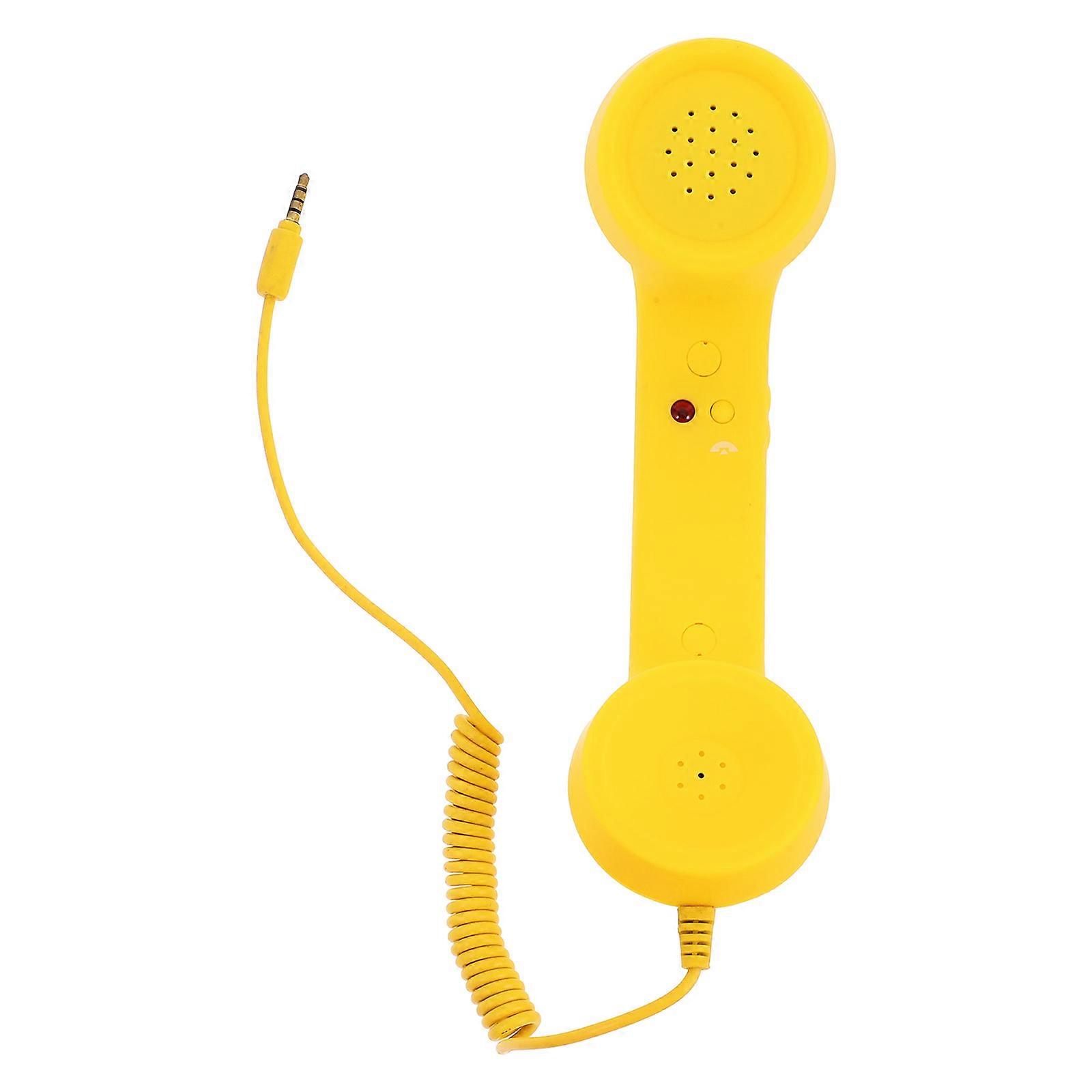 Retro Styled Phone Handset with Clear Sound and Comfortable Grip for Bathing Use Yellow ABS 3.5mm