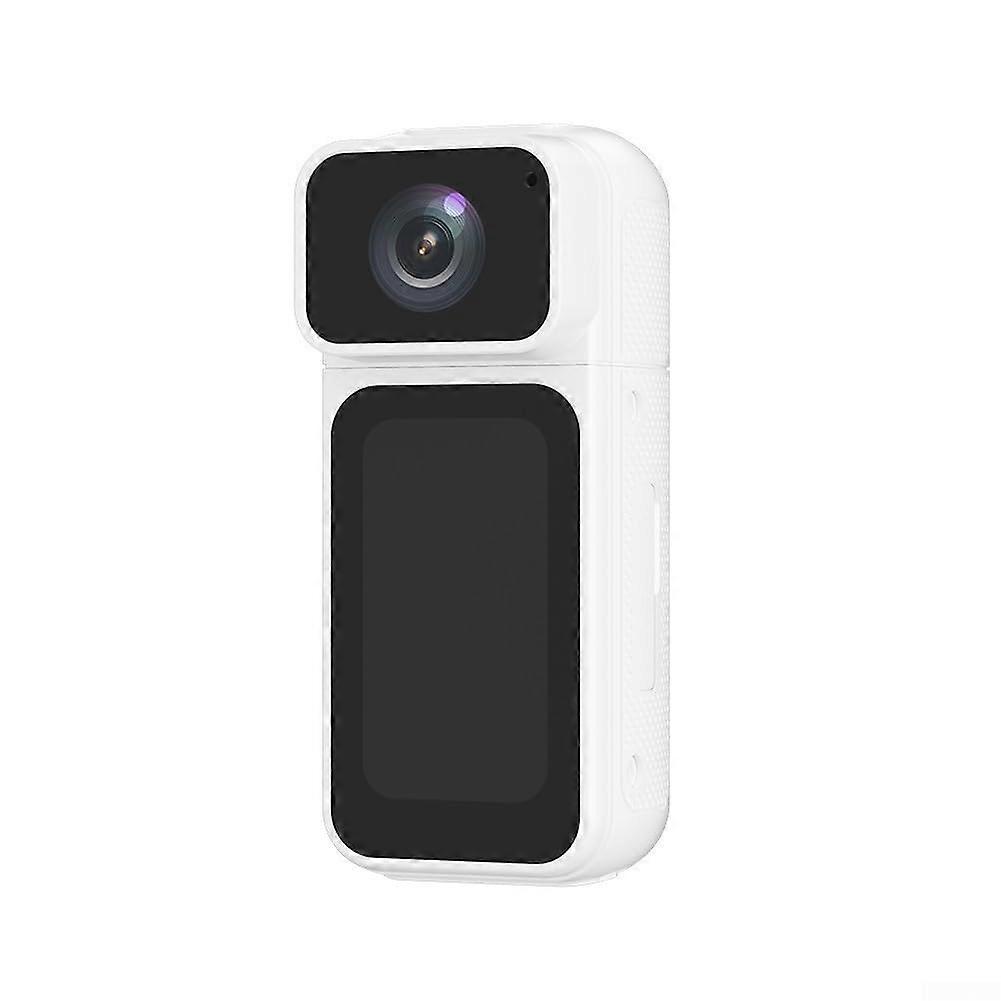 FHD 4K Mini Body Camera, Portable Action Camera for Travel and Work with 1.47 Inch Display and 170 Degree Shooting Angle (White)
