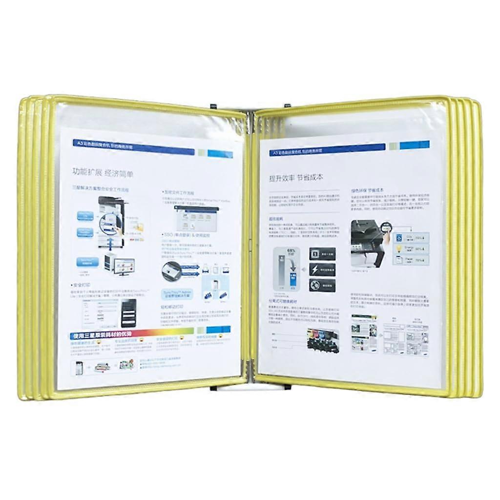 Reference Organizer with 10 Pockets for Wall Mounting, A4 Vertical Document Storage, Yellow, Ideal for Workshops and Storage Areas