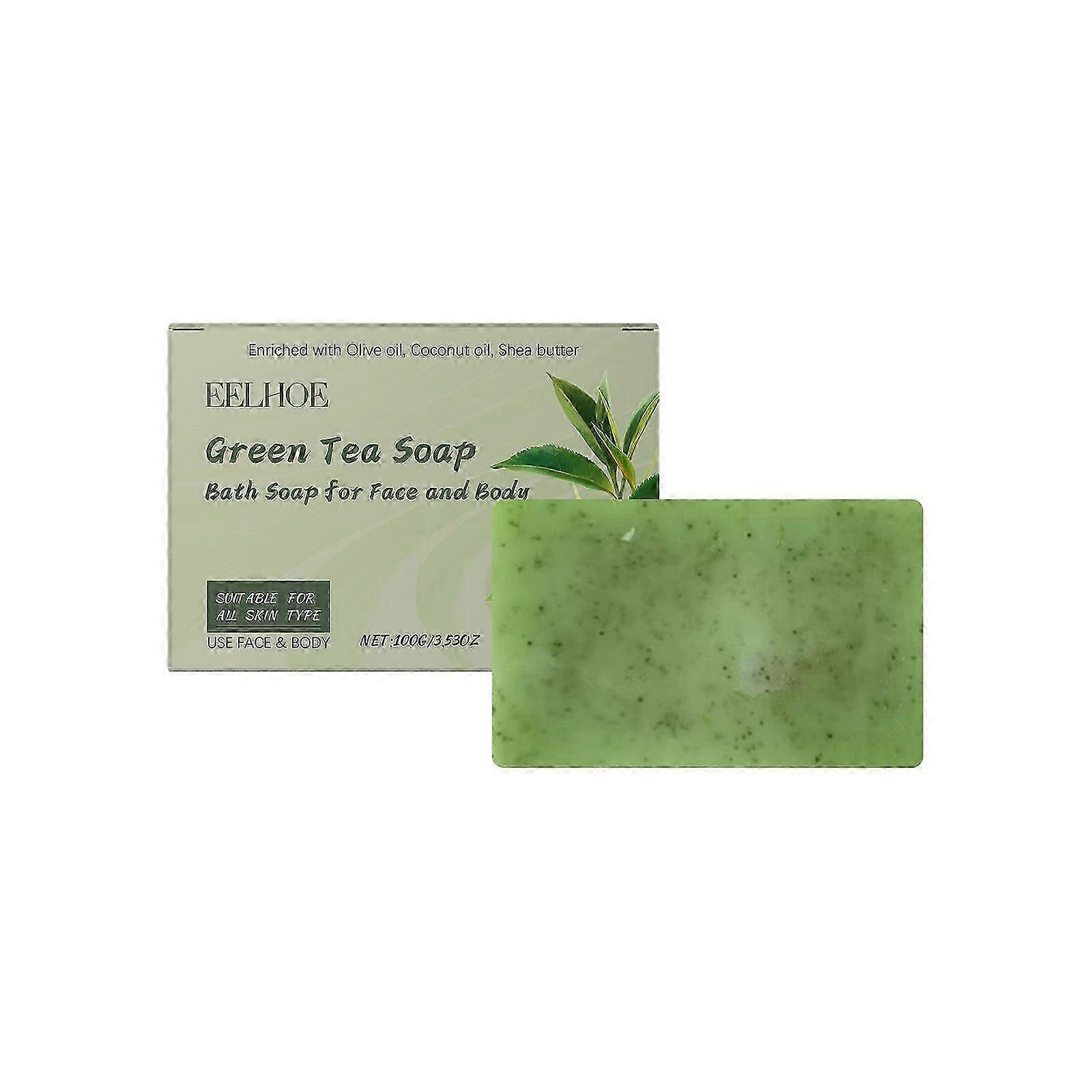 Green Tea Soap Bar with Coconut Oil, Shea Butter,Green tea seed, Natural Soap Bar, Moisturizing Soften Dry Skin,Bath Soap For Face Body