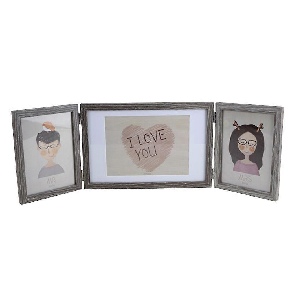 Triple Photo Frame in Multi Colors Made from Wood for Home Office Desktop Decor 6x8 Inches