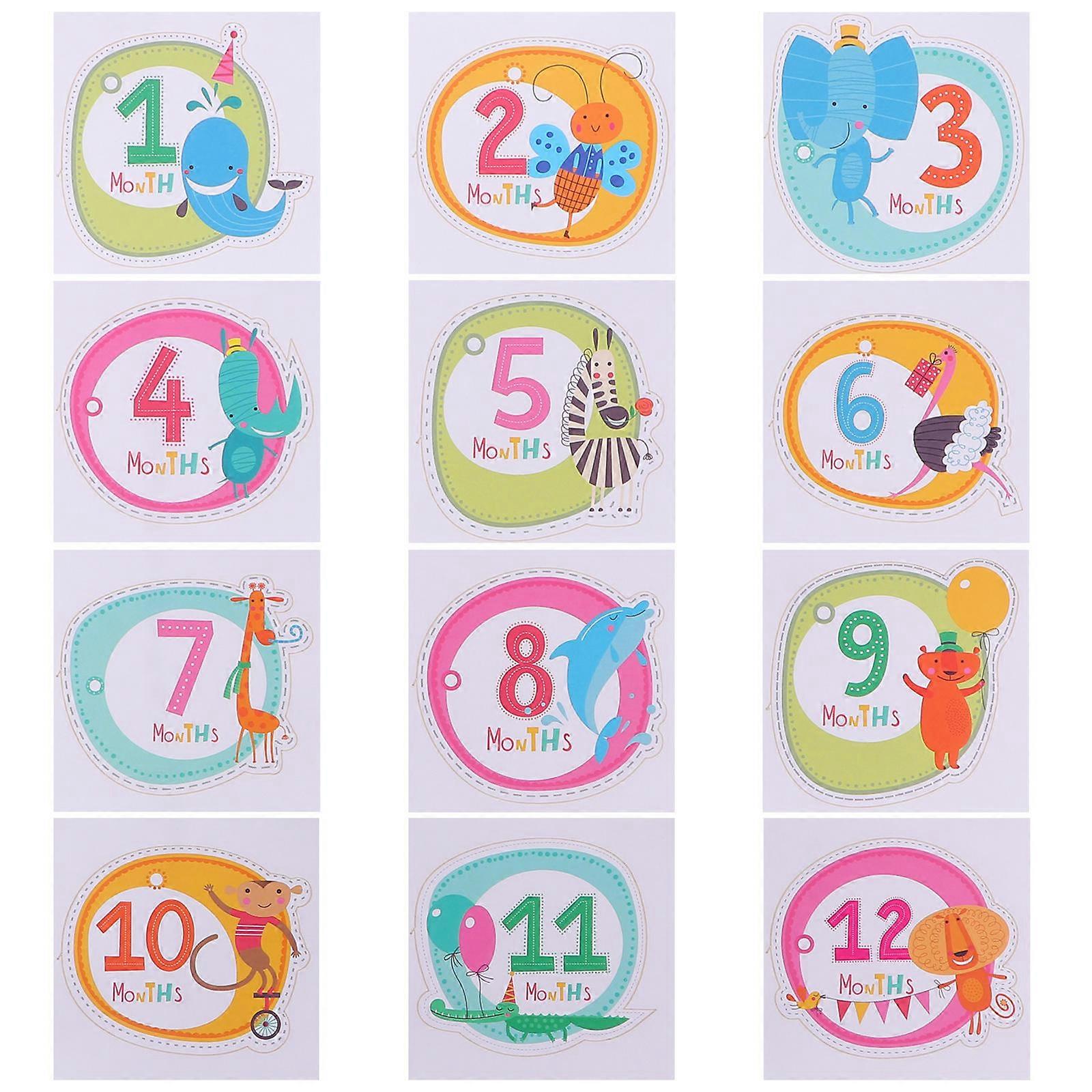 Boy Or Girl Stickers Photo Prop Record First Year Assorted Color 11.2x11.2 Cm 1 Set