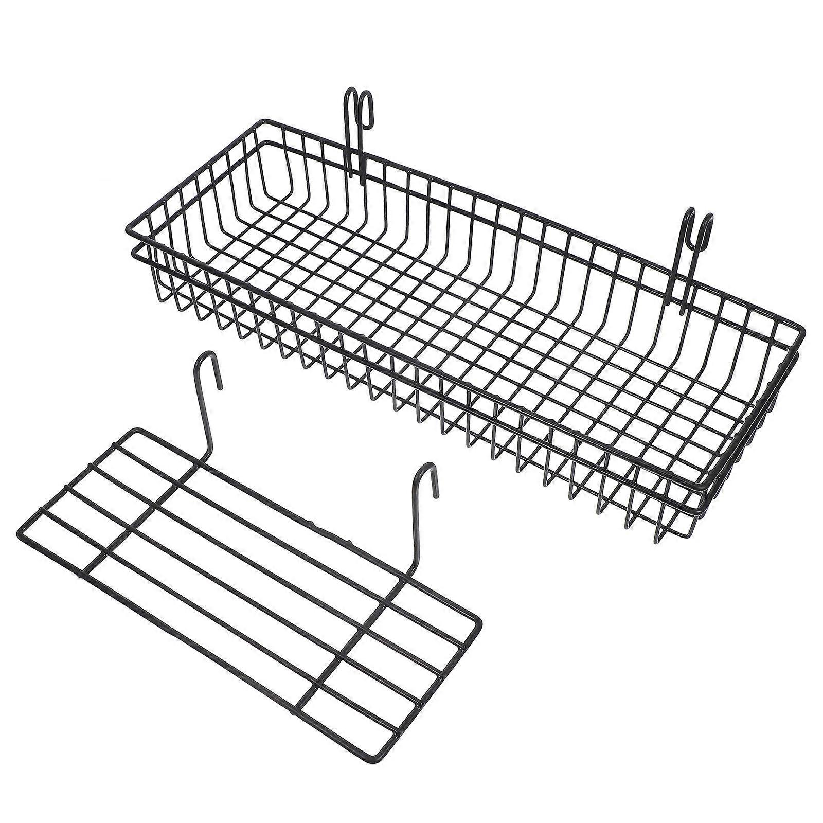 2pcs Hanging Wire Basket Grid Wall Accessories Shelf Metal Wire Grid Wall Brackets Hooks Panels Hanger for Office Home