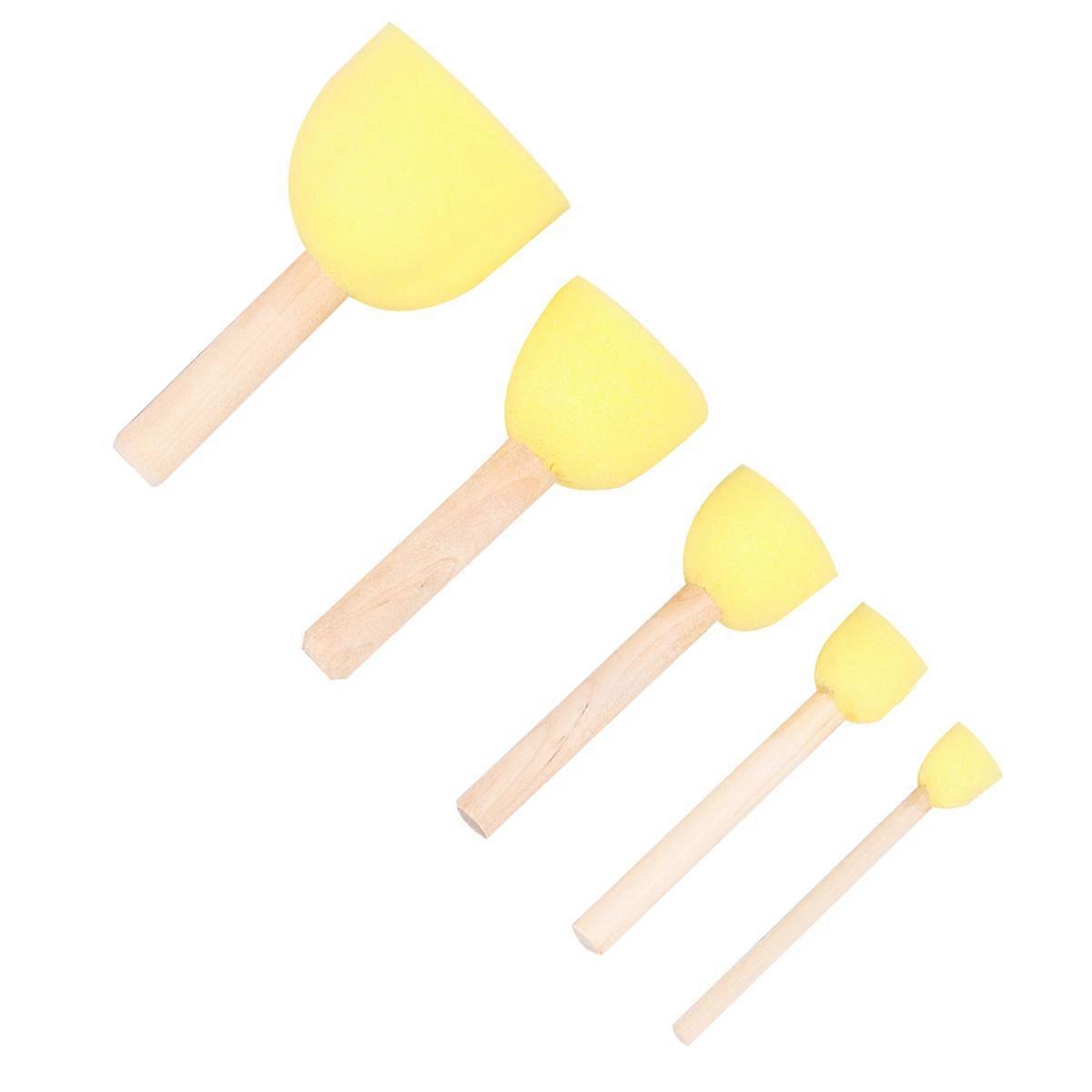 15 Pcs Yellow Sponge Painting Brush Set with Wooden Handle for Kids DIY Art and Crafts